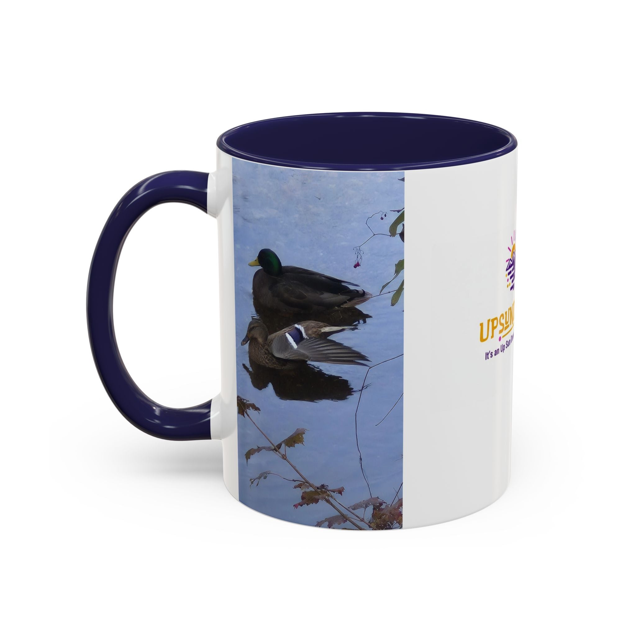 Accent Coffee Mug — 'UpSundown' Scenic Seagull Beach Coffee Mug (11/15oz)