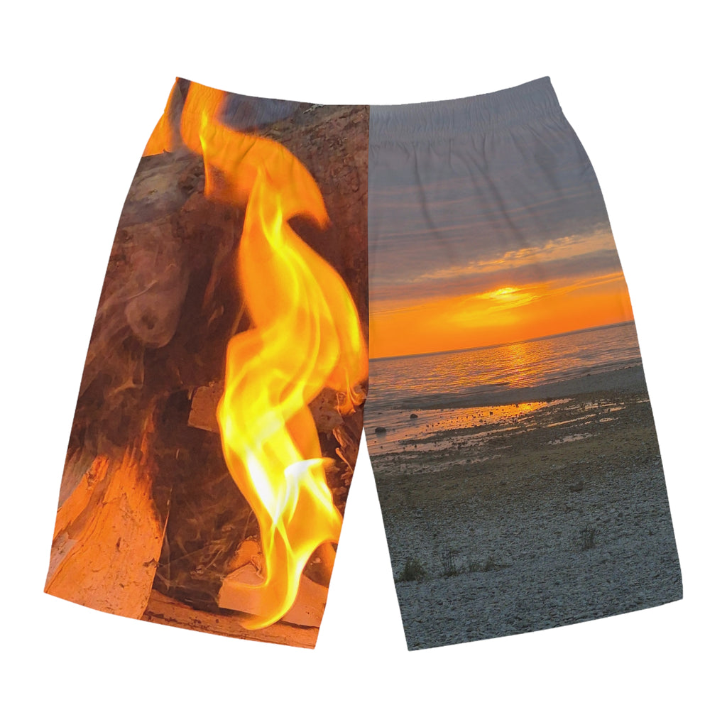 Sunset & Flame Beach Board Shorts for Men