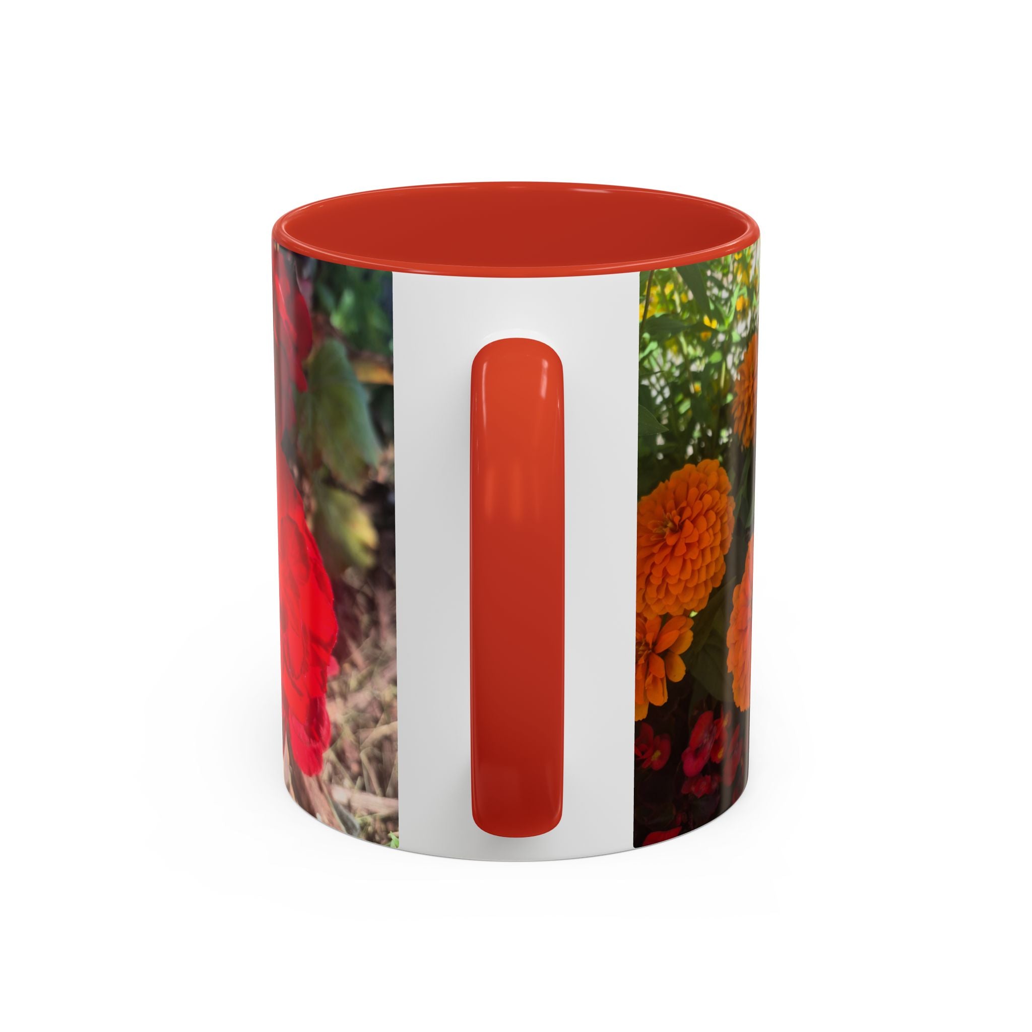 Accent Coffee Mug - Red Rose Floral Photo with Upsundown Logo (11/15oz)