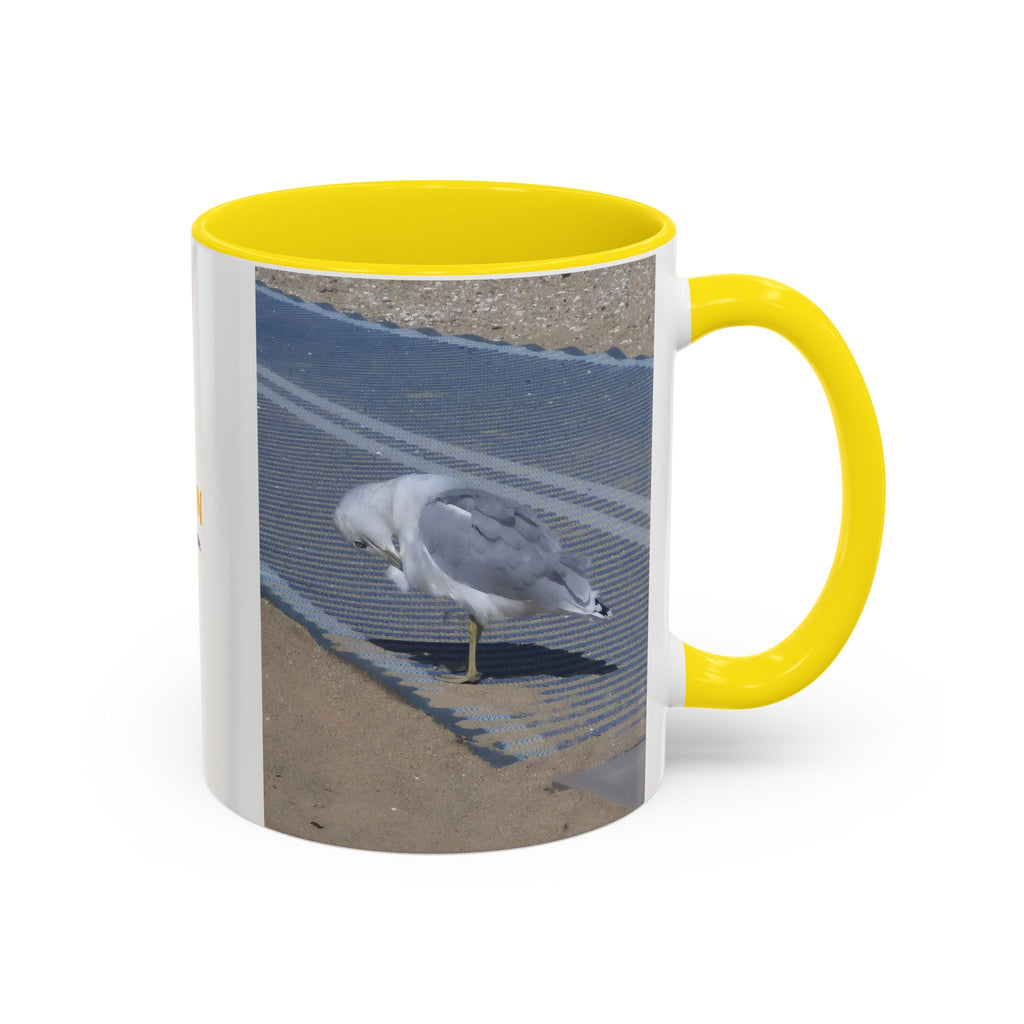 Accent Coffee Mug — 'UpSundown' Scenic Seagull Beach Coffee Mug (11/15oz)