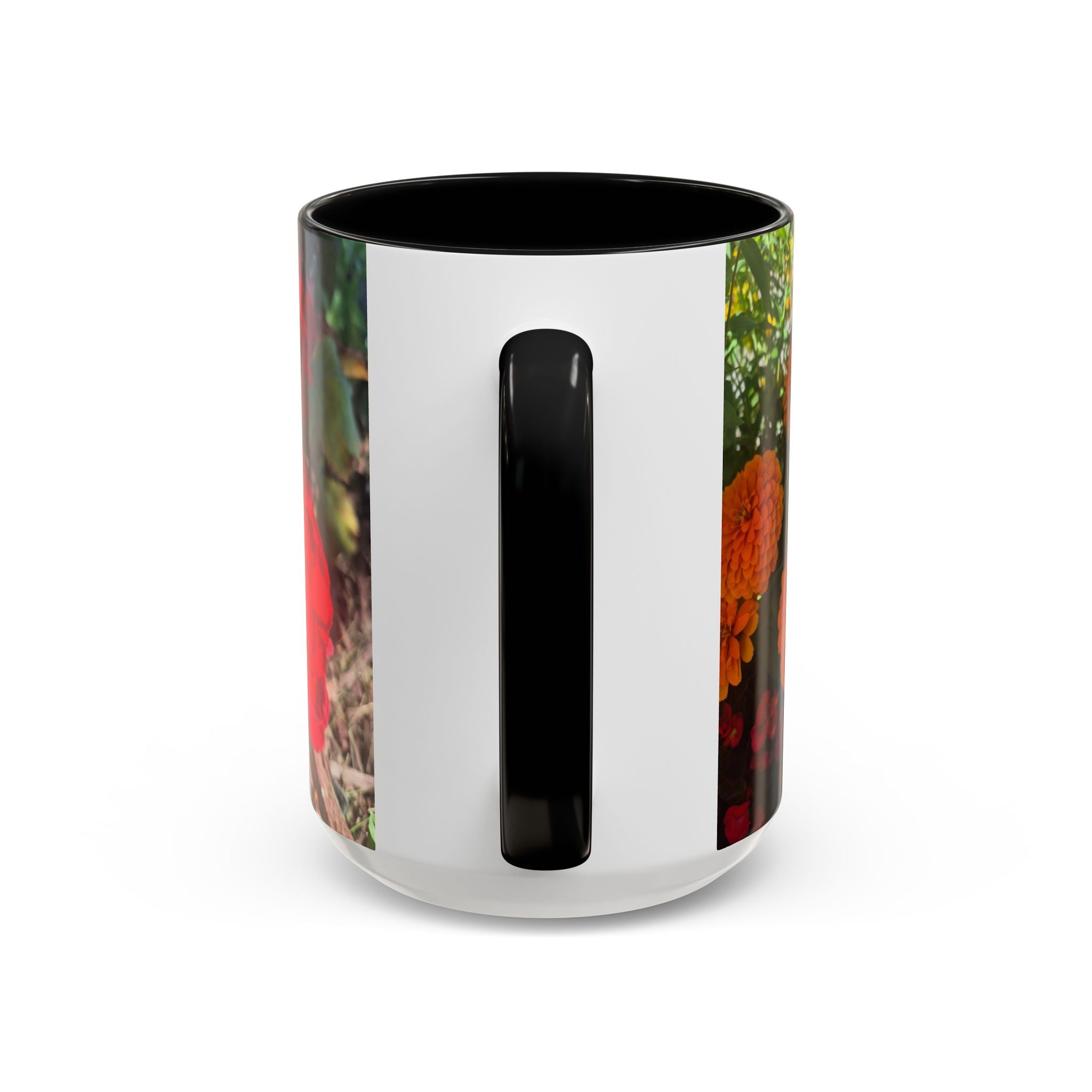 Accent Coffee Mug - Red Rose Floral Photo with Upsundown Logo (11/15oz)