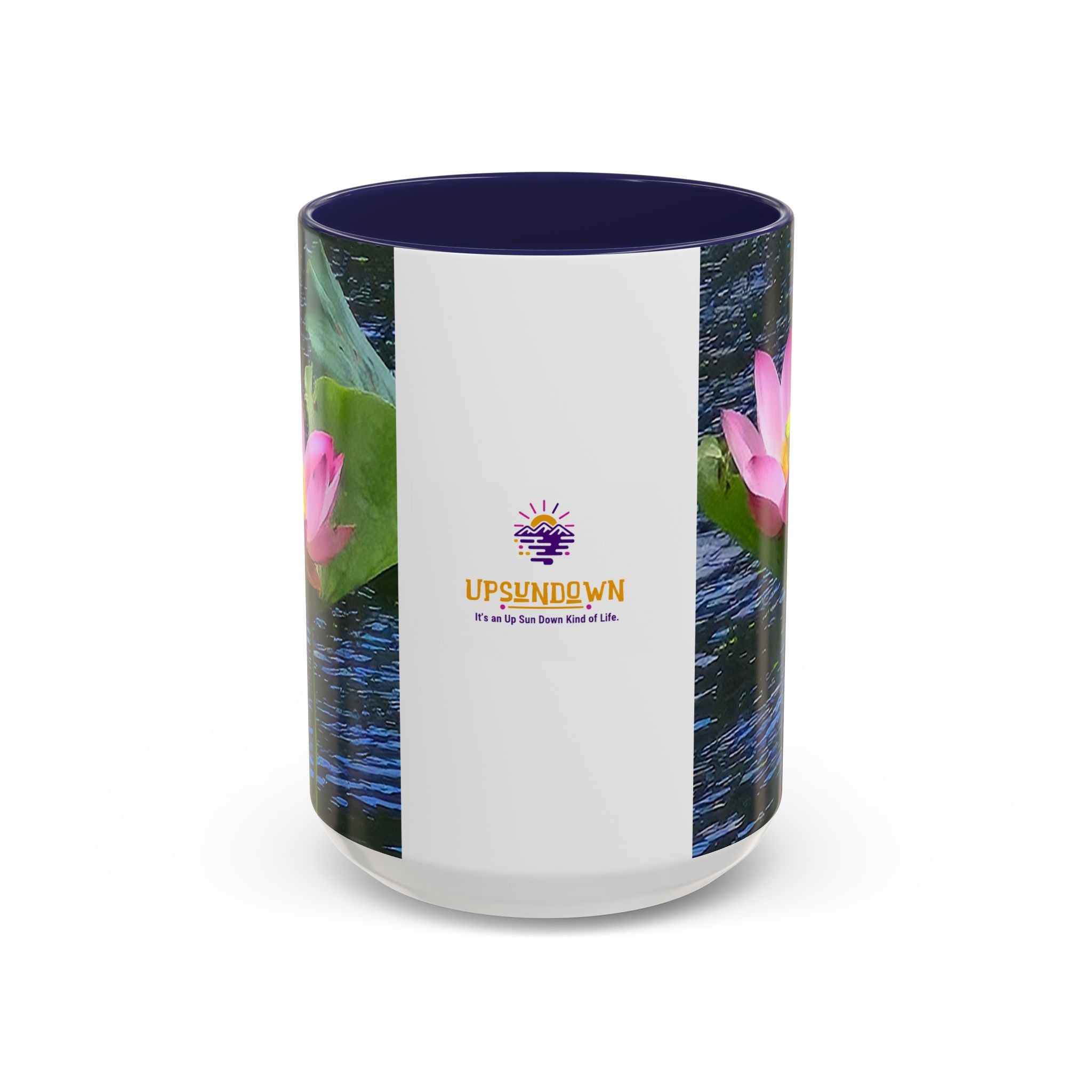 Lotus Water Garden Accent Coffee Mug — Upsundown Logo