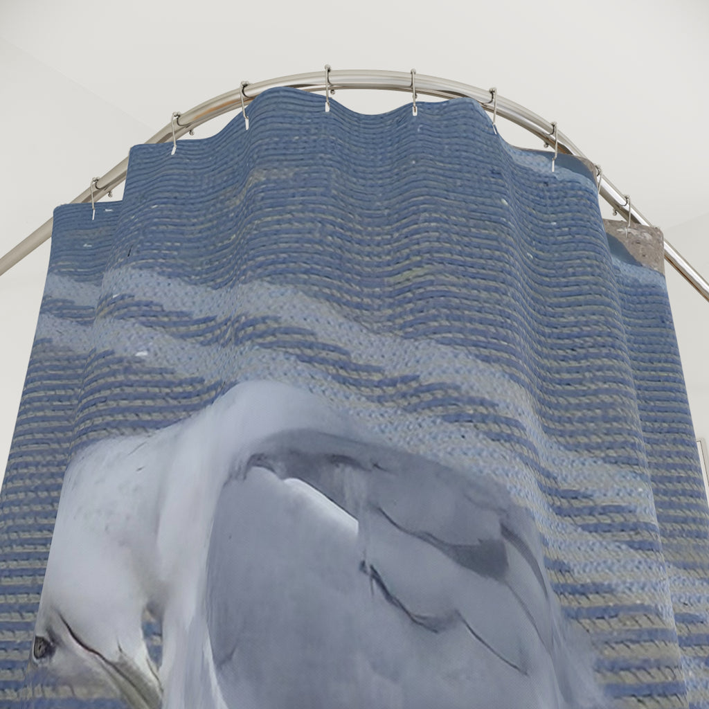 Seagull Beach Shower Curtain — Coastal Nautical Bathroom Decor