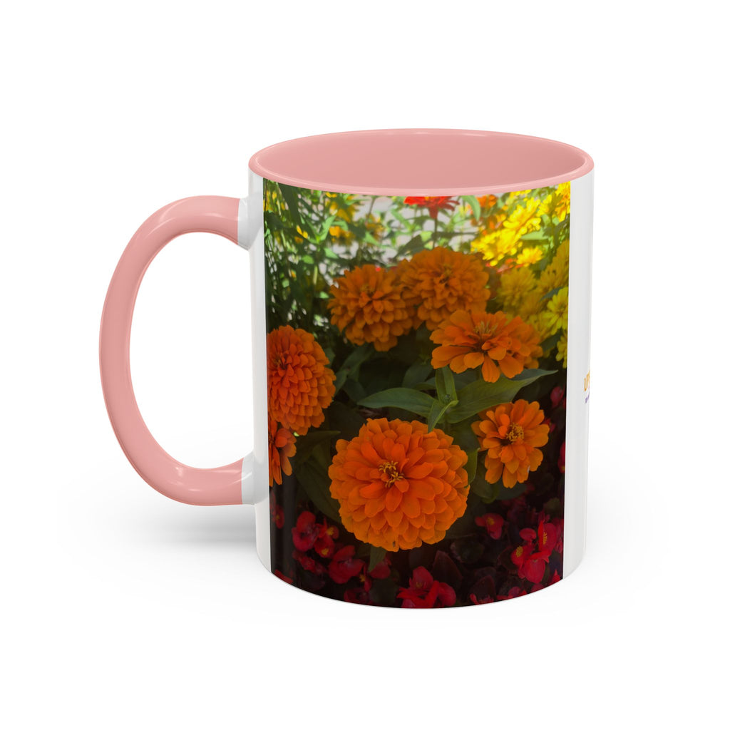 Accent Coffee Mug - Red Rose Floral Photo with Upsundown Logo (11/15oz)