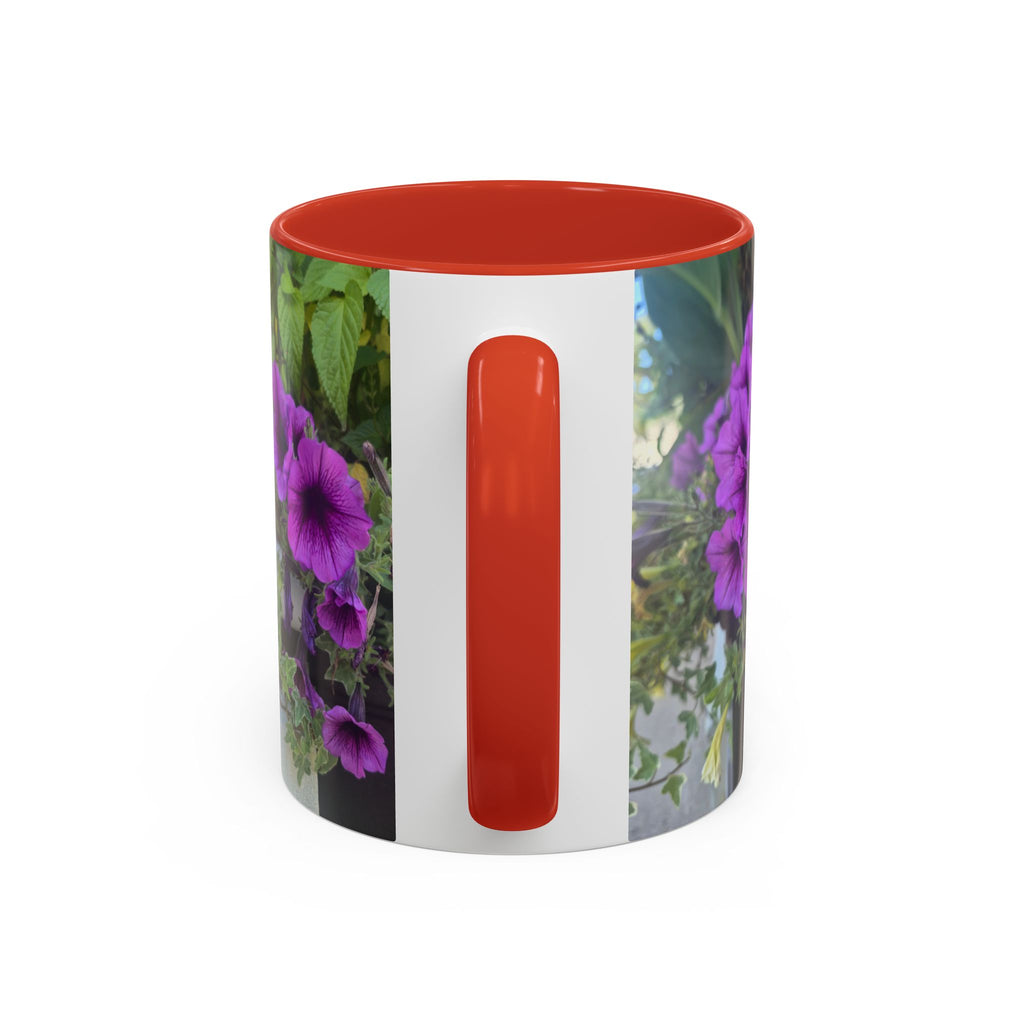 Floral Accent Coffee Mug — "Upsundown" Logo 11/15oz