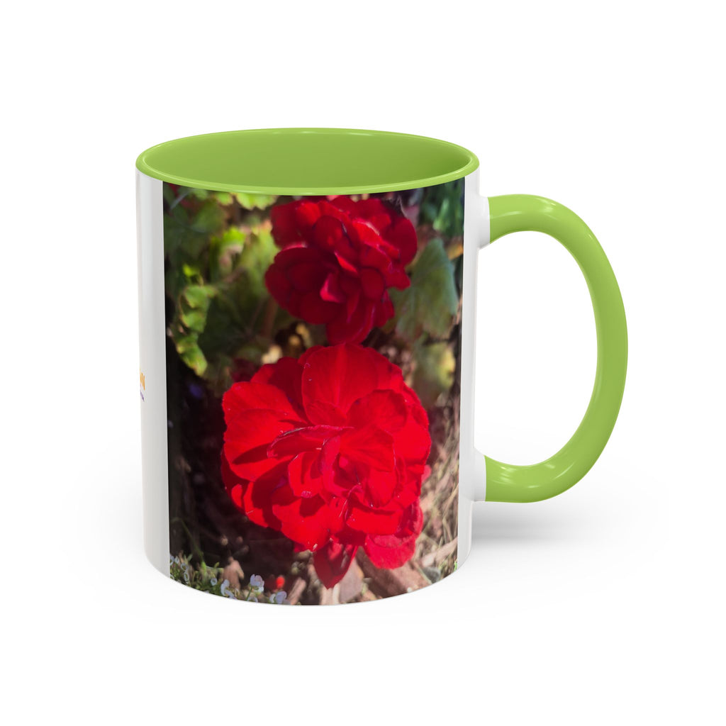 Accent Coffee Mug - Red Rose Floral Photo with Upsundown Logo (11/15oz)