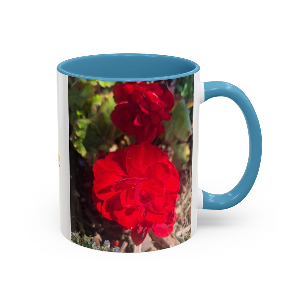 Accent Coffee Mug - Red Rose Floral Photo with Upsundown Logo (11/15oz)