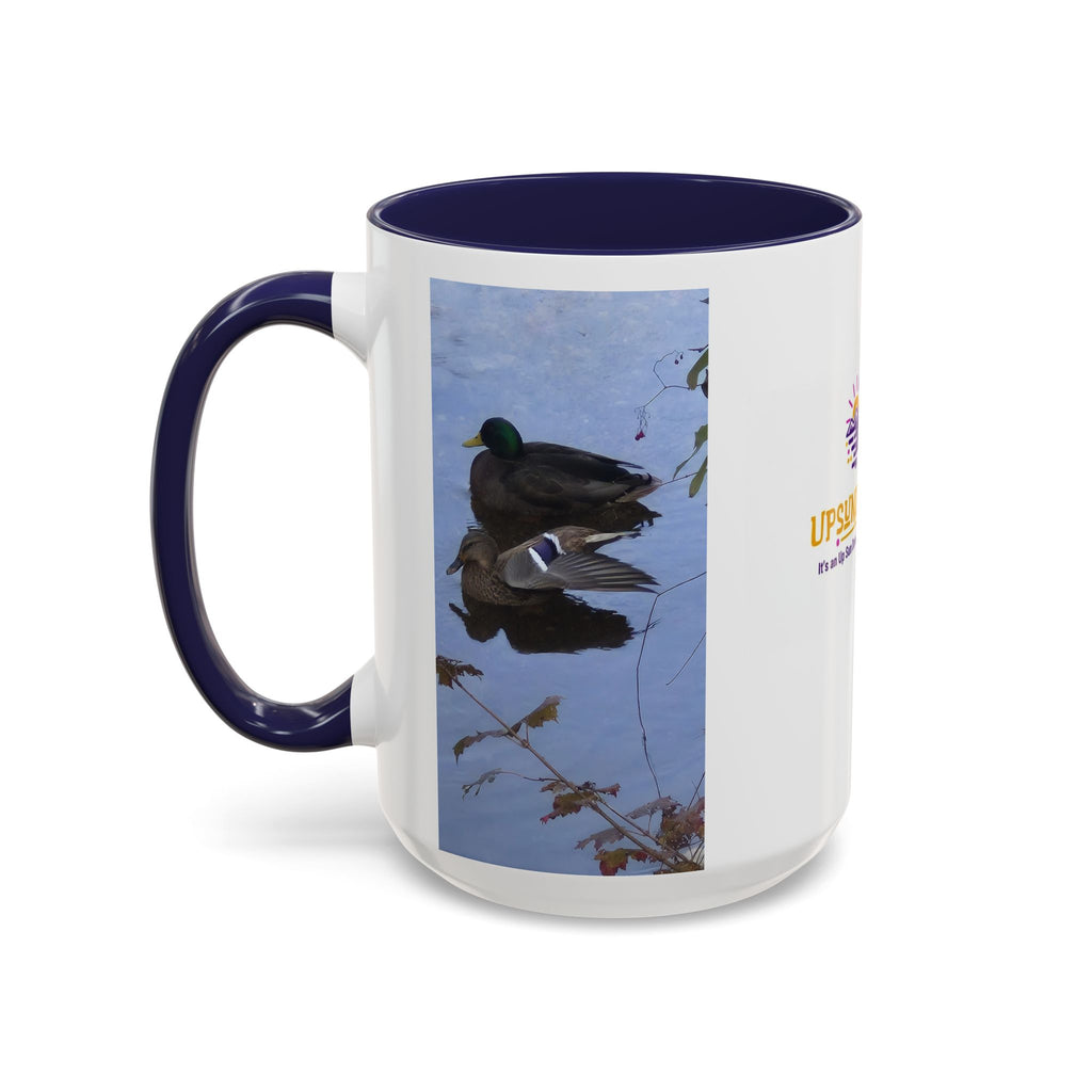 Accent Coffee Mug — 'UpSundown' Scenic Seagull Beach Coffee Mug (11/15oz)