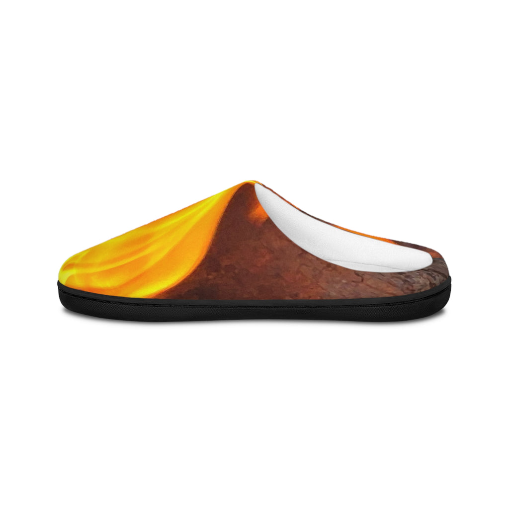 Flame Print Men's Indoor Slippers — Cozy Fire Pattern House Shoes