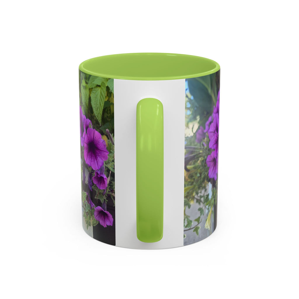 Floral Accent Coffee Mug — "Upsundown" Logo 11/15oz