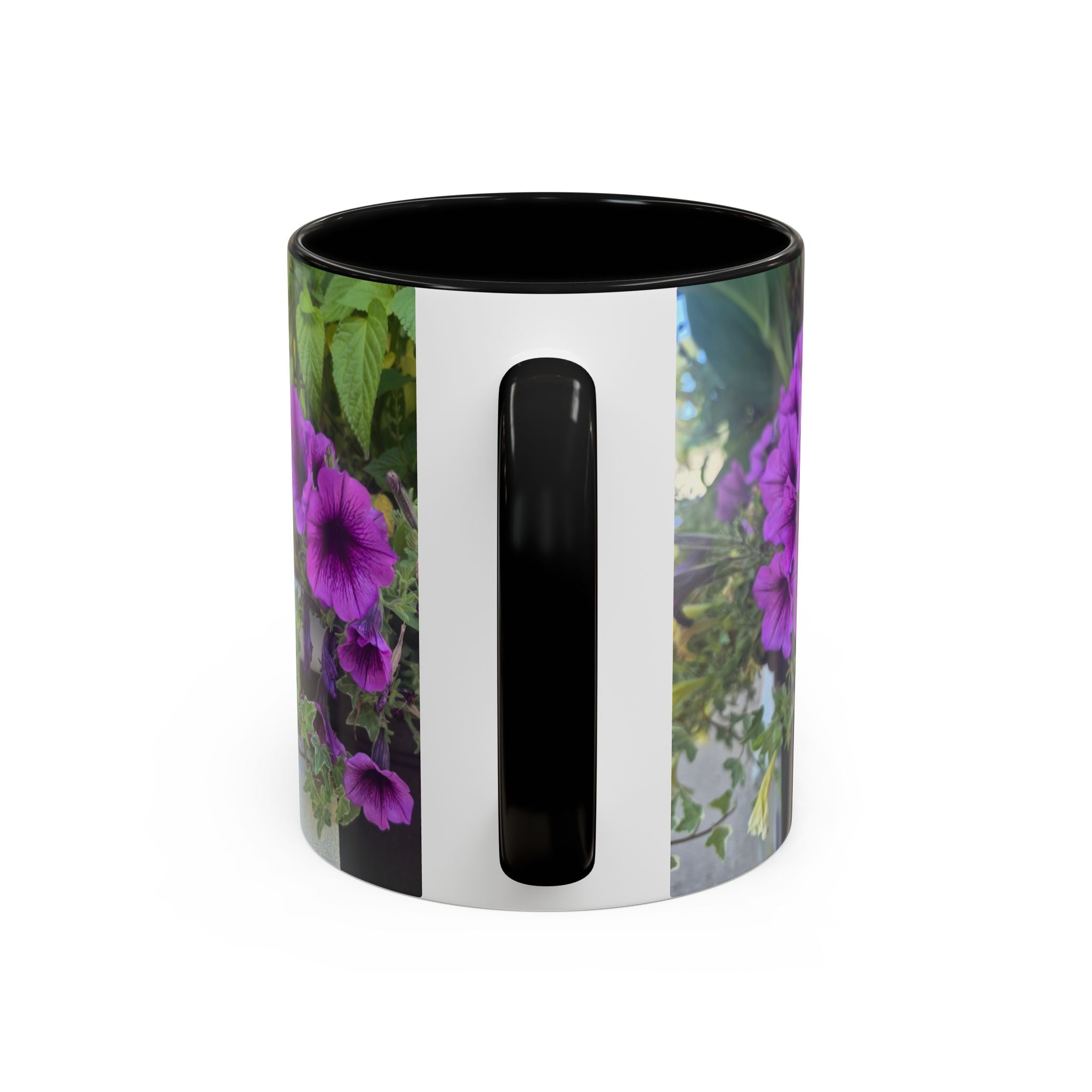 Floral Accent Coffee Mug — "Upsundown" Logo 11/15oz