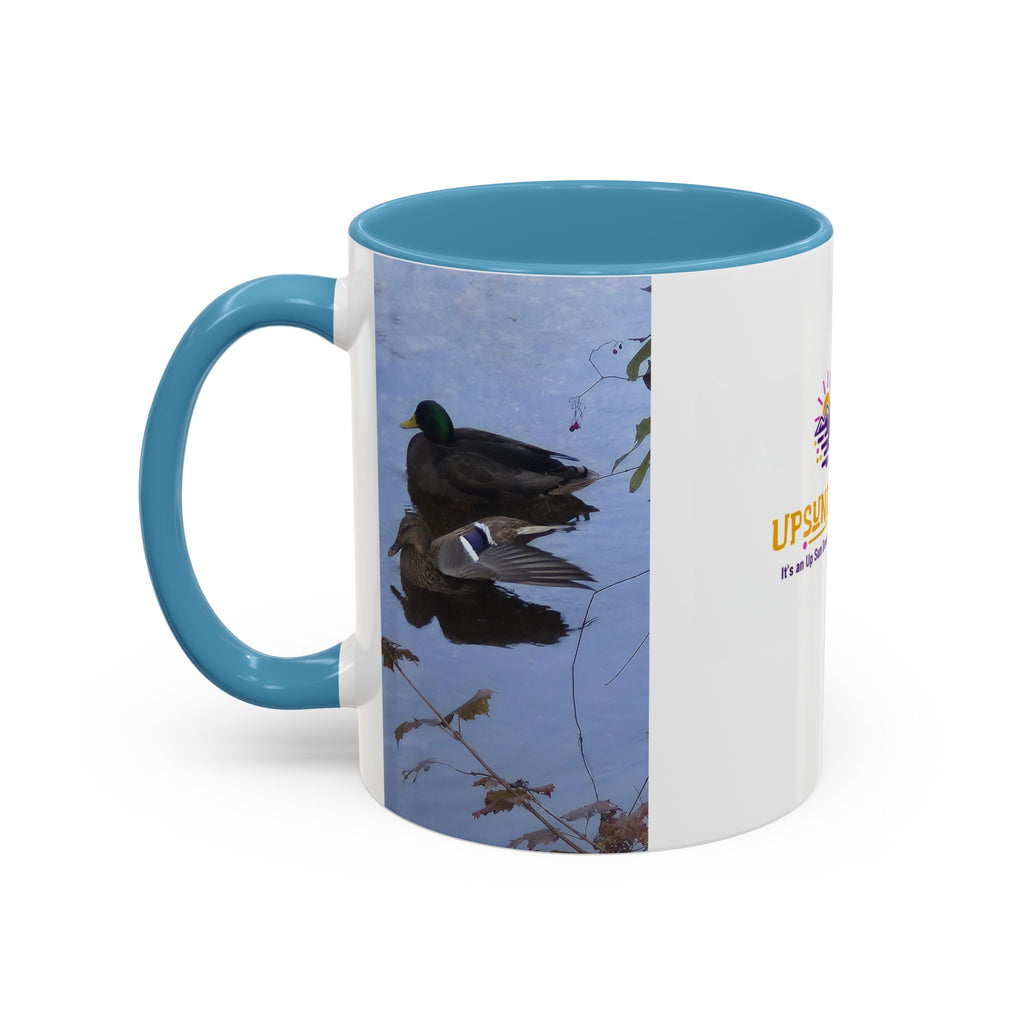 Accent Coffee Mug — 'UpSundown' Scenic Seagull Beach Coffee Mug (11/15oz)