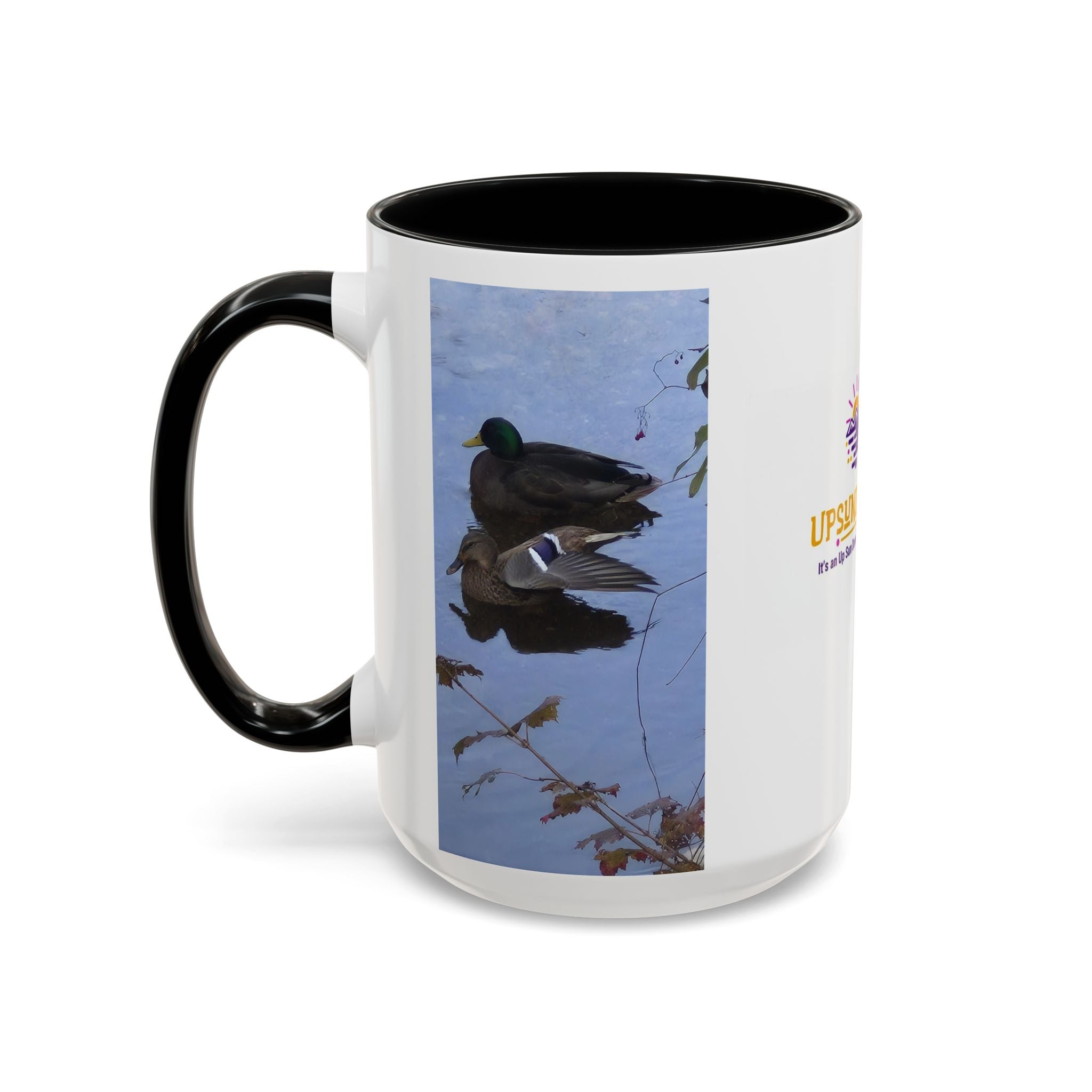Accent Coffee Mug — 'UpSundown' Scenic Seagull Beach Coffee Mug (11/15oz)