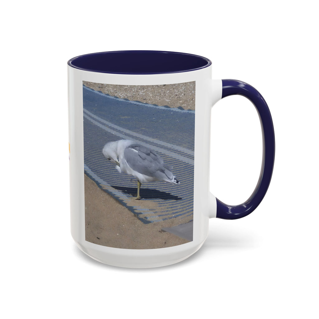 Accent Coffee Mug — 'UpSundown' Scenic Seagull Beach Coffee Mug (11/15oz)