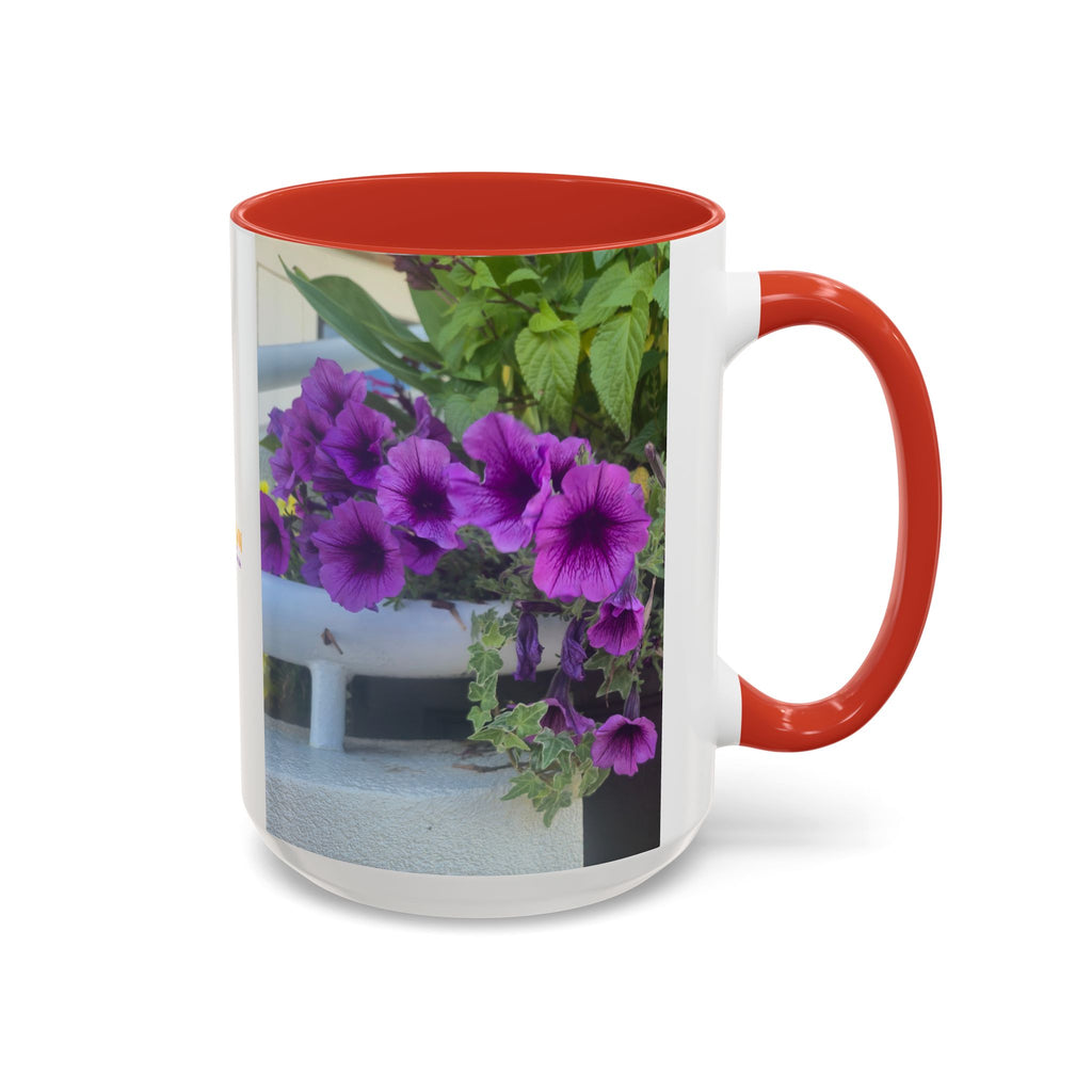 Floral Accent Coffee Mug — "Upsundown" Logo 11/15oz