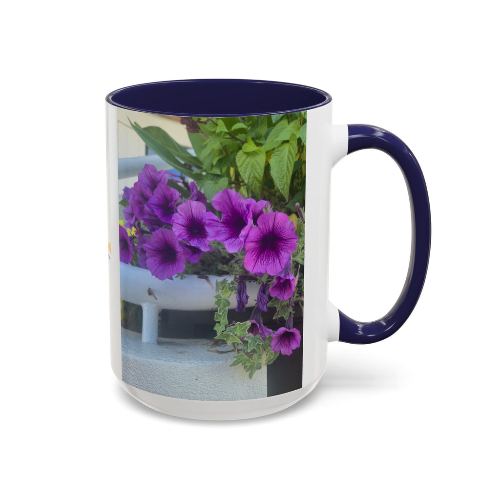 Floral Accent Coffee Mug — "Upsundown" Logo 11/15oz