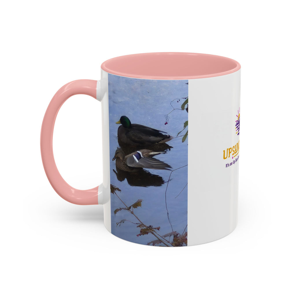 Accent Coffee Mug — 'UpSundown' Scenic Seagull Beach Coffee Mug (11/15oz)