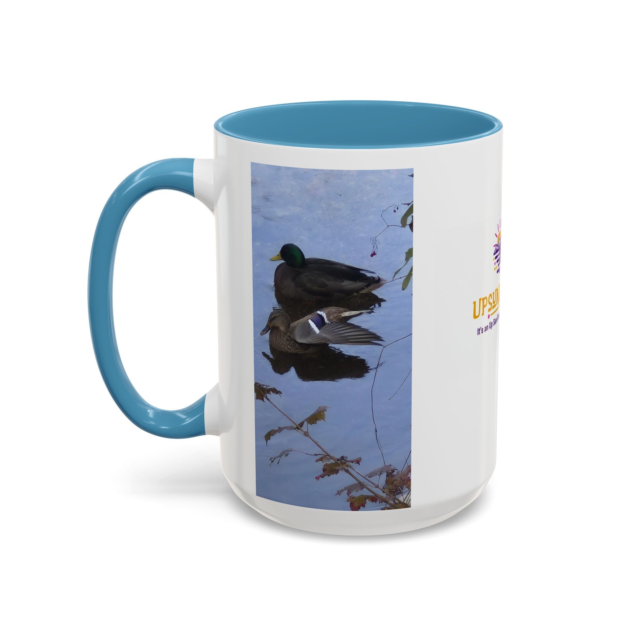 Accent Coffee Mug — 'UpSundown' Scenic Seagull Beach Coffee Mug (11/15oz)