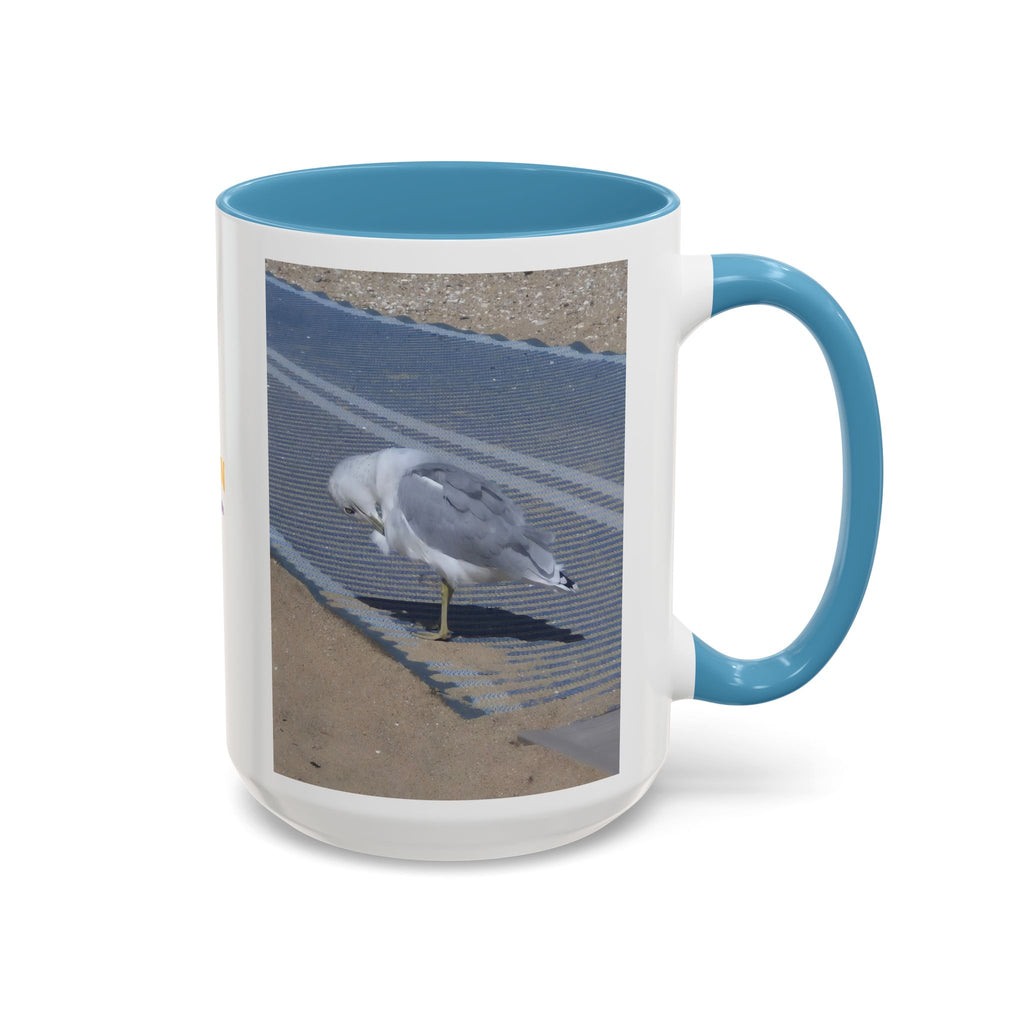 Accent Coffee Mug — 'UpSundown' Scenic Seagull Beach Coffee Mug (11/15oz)