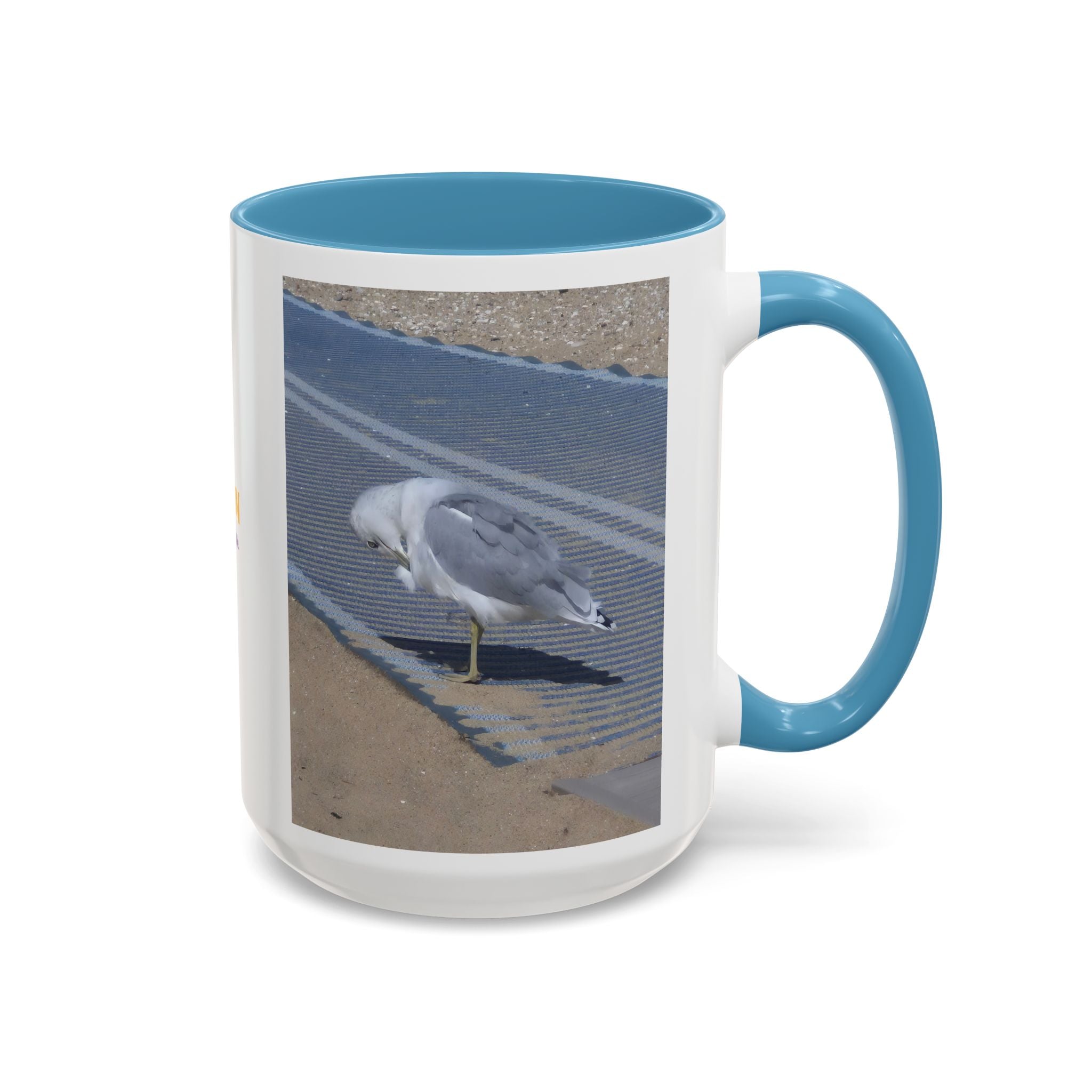 Accent Coffee Mug — 'UpSundown' Scenic Seagull Beach Coffee Mug (11/15oz)