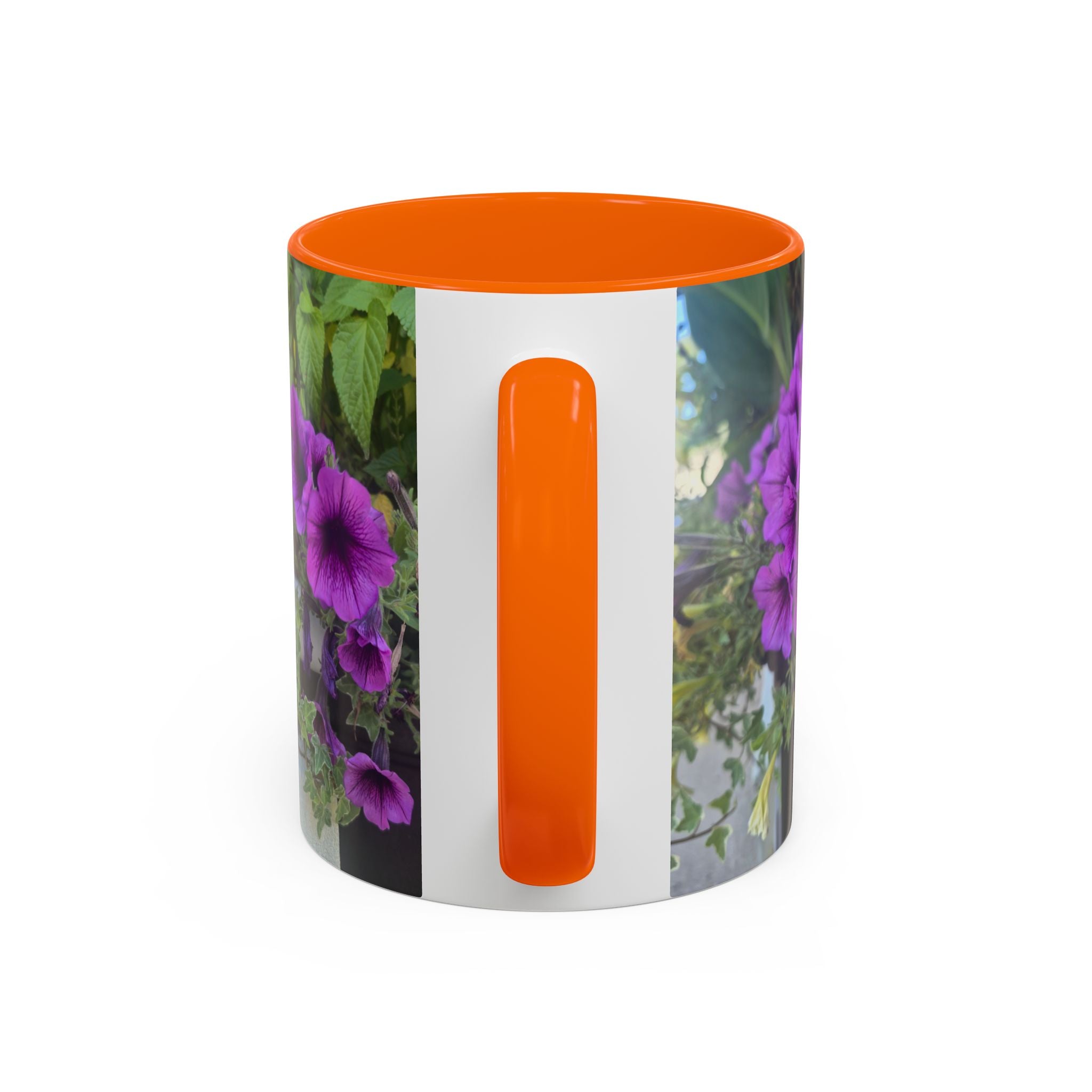 Floral Accent Coffee Mug — "Upsundown" Logo 11/15oz