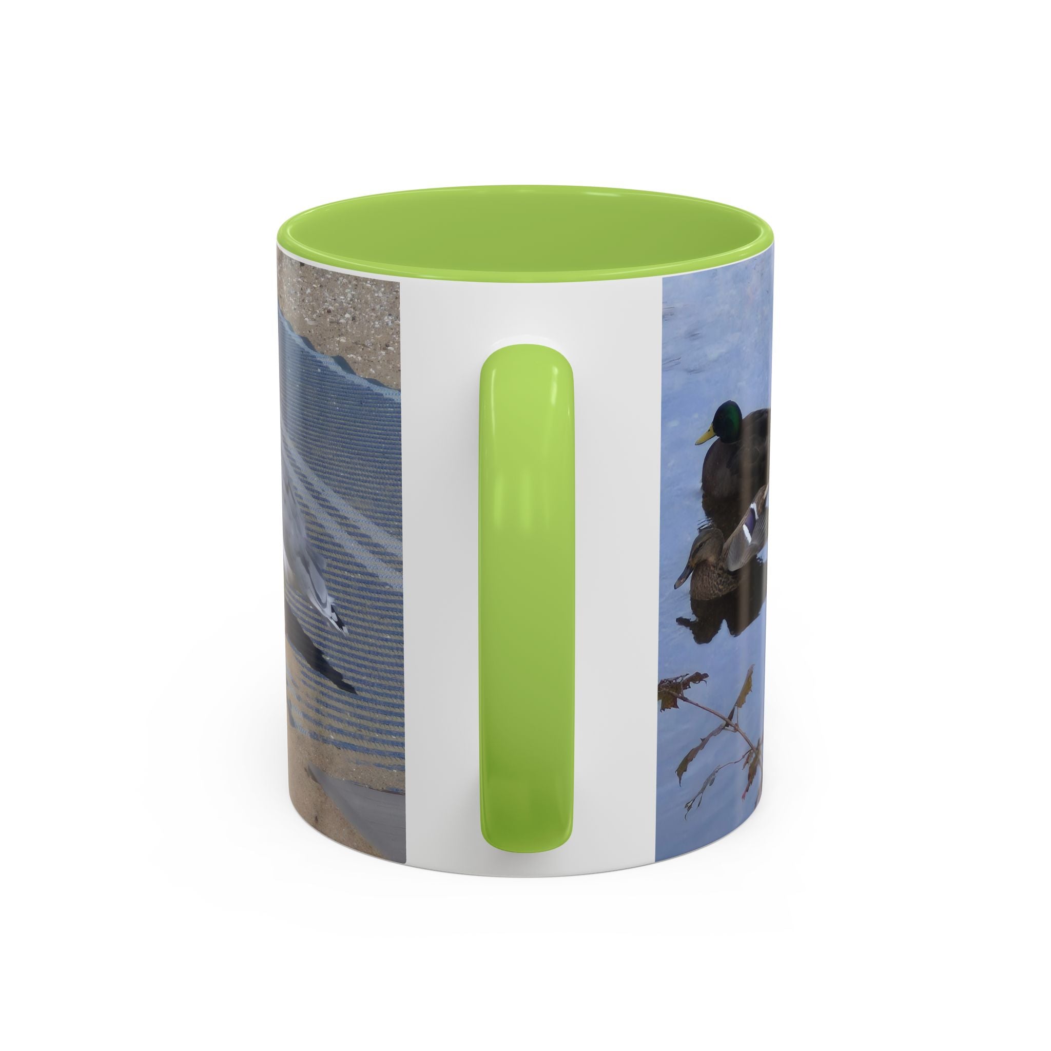 Accent Coffee Mug — 'UpSundown' Scenic Seagull Beach Coffee Mug (11/15oz)
