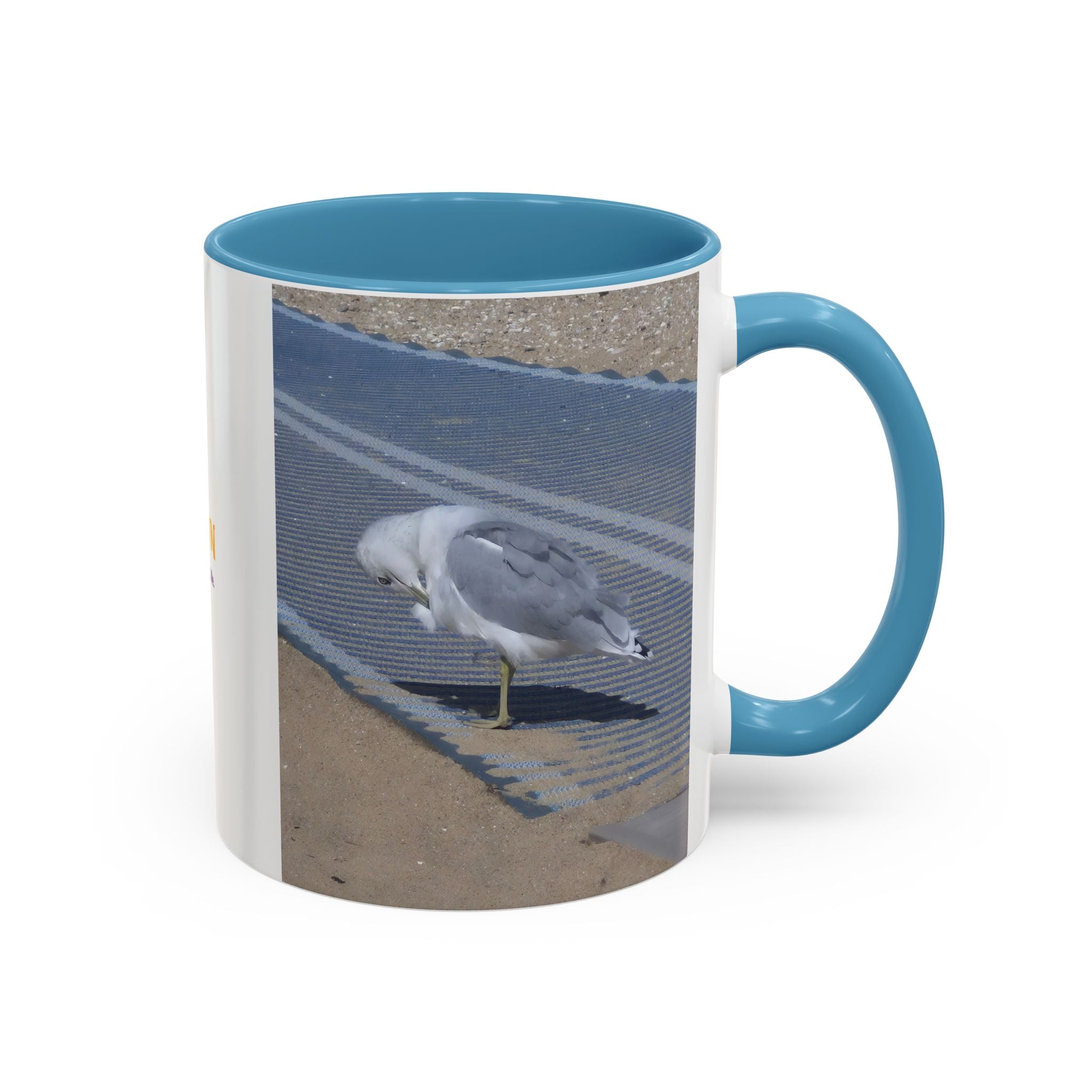 Accent Coffee Mug — 'UpSundown' Scenic Seagull Beach Coffee Mug (11/15oz)