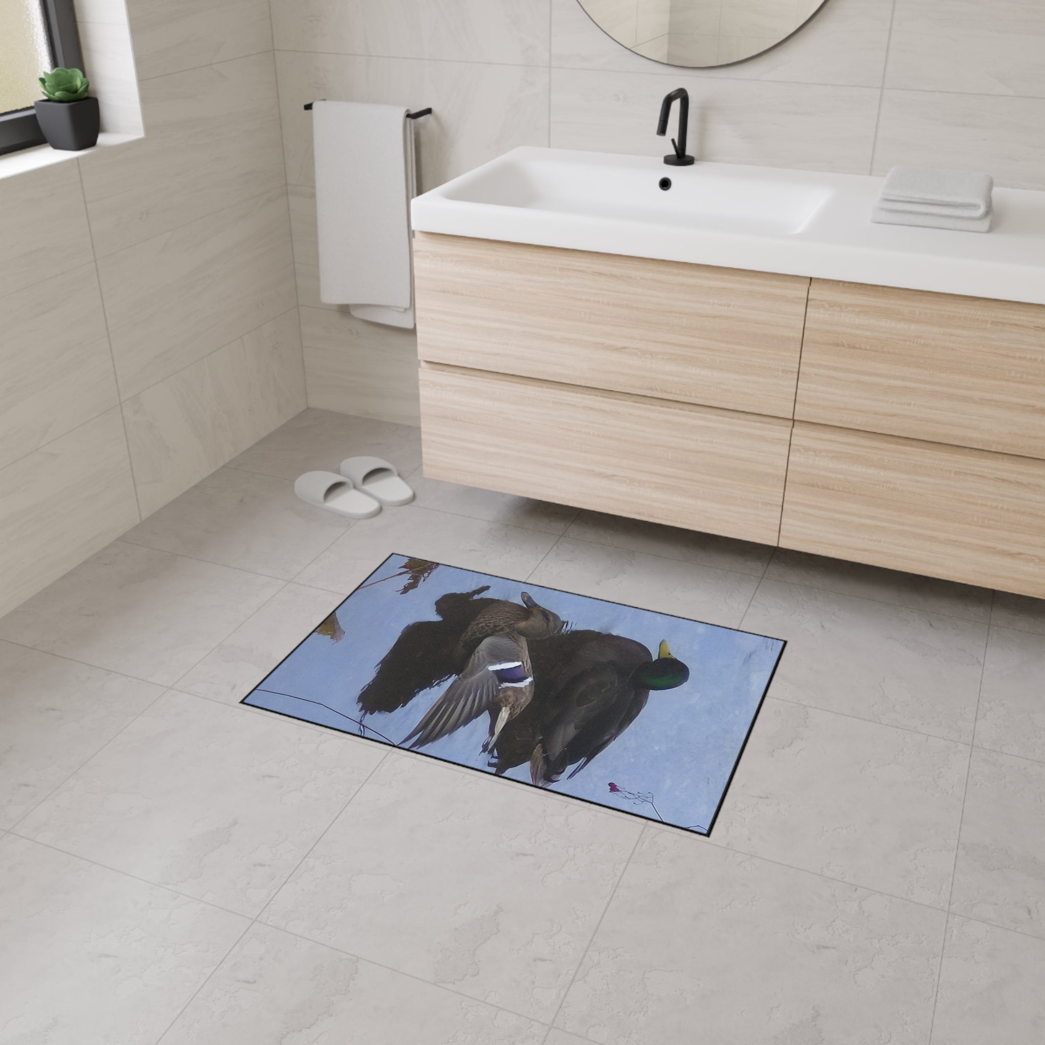 Duck Pond Heavy-Duty Floor Mat — Waterproof Entry Rug with Mallard Photo