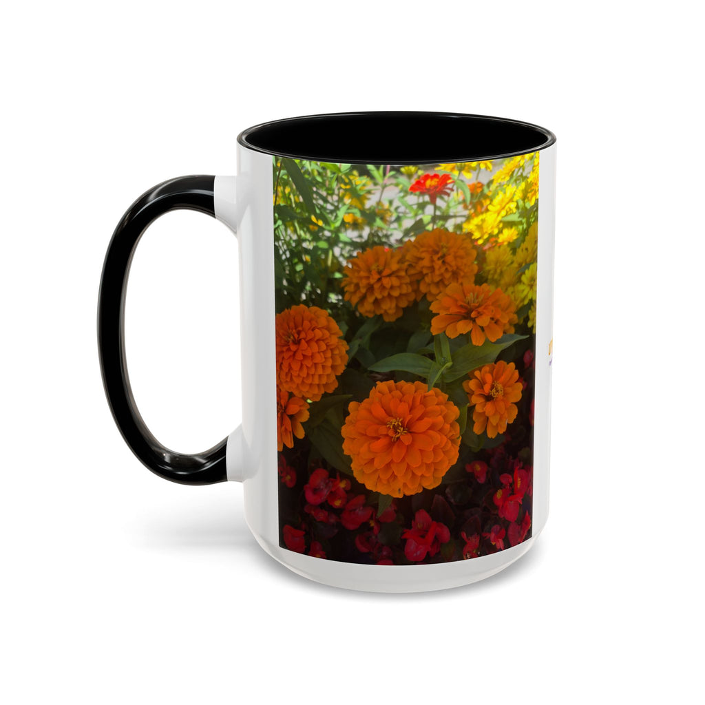 Accent Coffee Mug - Red Rose Floral Photo with Upsundown Logo (11/15oz)