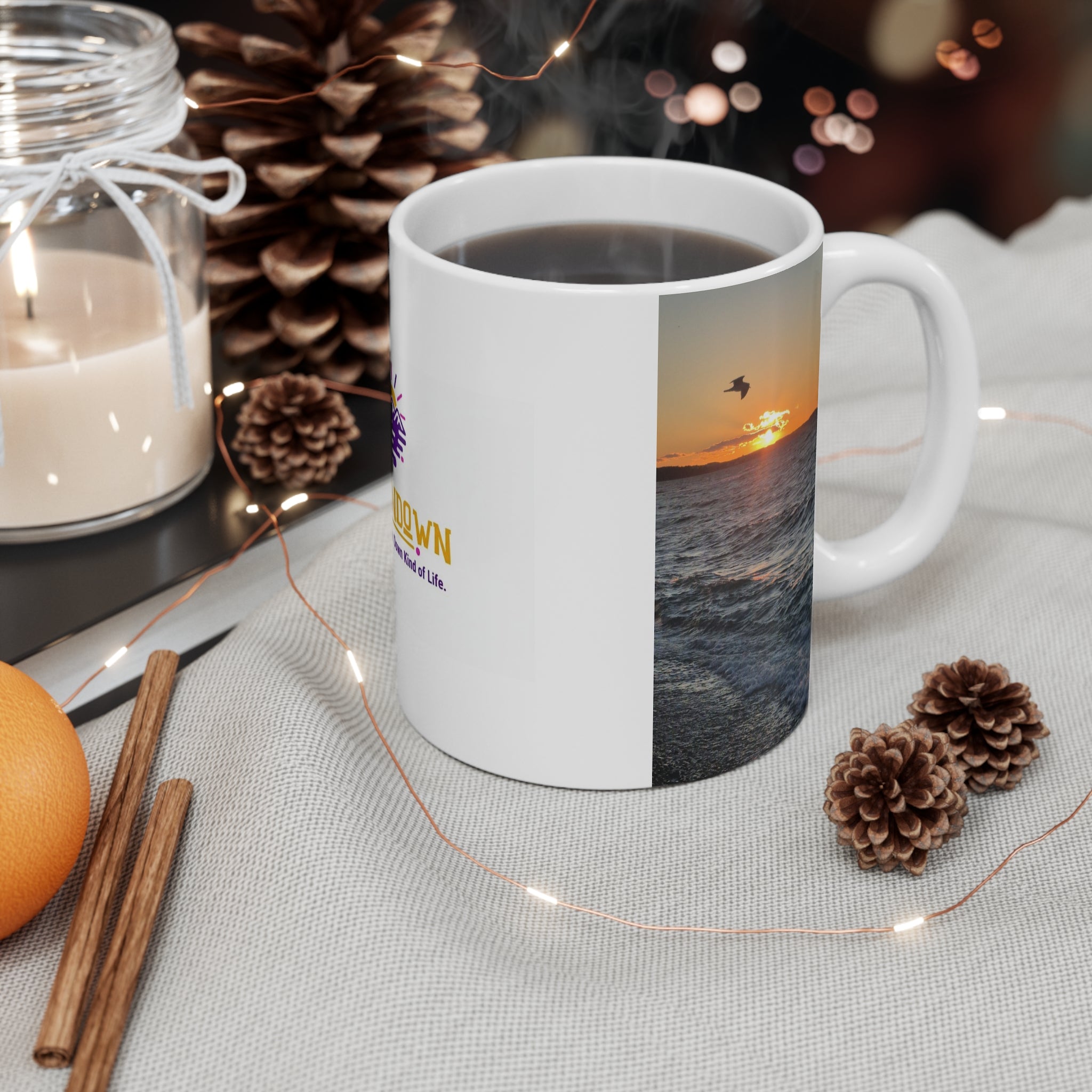 Sunrise Vibes Mug, Inspirational Coffee Cup, Gift for Nature Lovers, Beach Decor, Positive Affirmation Drinkware