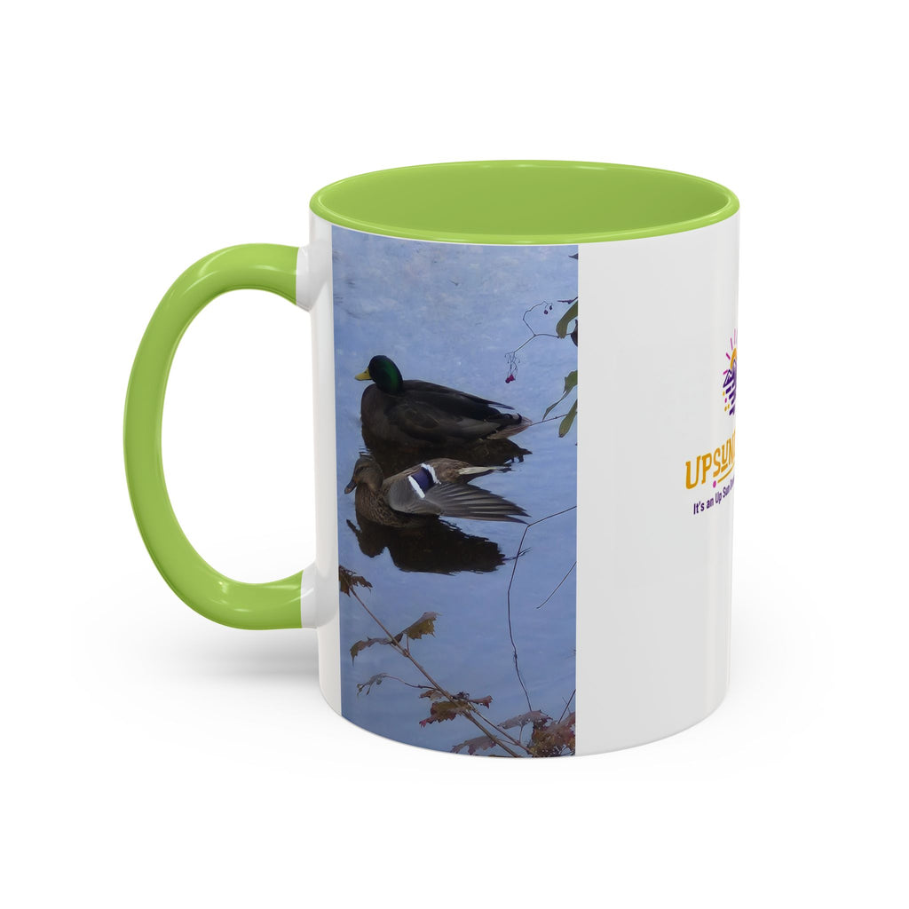 Accent Coffee Mug — 'UpSundown' Scenic Seagull Beach Coffee Mug (11/15oz)