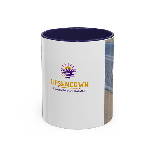 Accent Coffee Mug — 'UpSundown' Scenic Seagull Beach Coffee Mug (11/15oz)