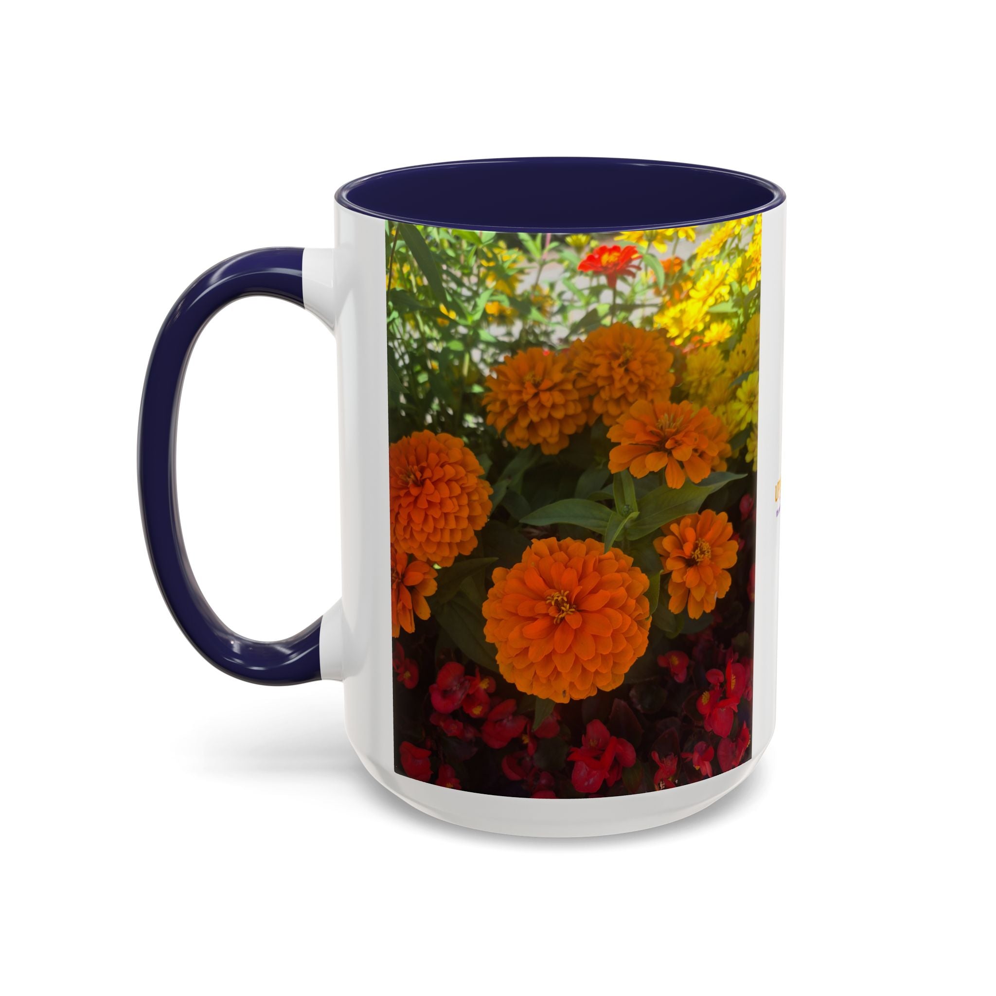 Accent Coffee Mug - Red Rose Floral Photo with Upsundown Logo (11/15oz)