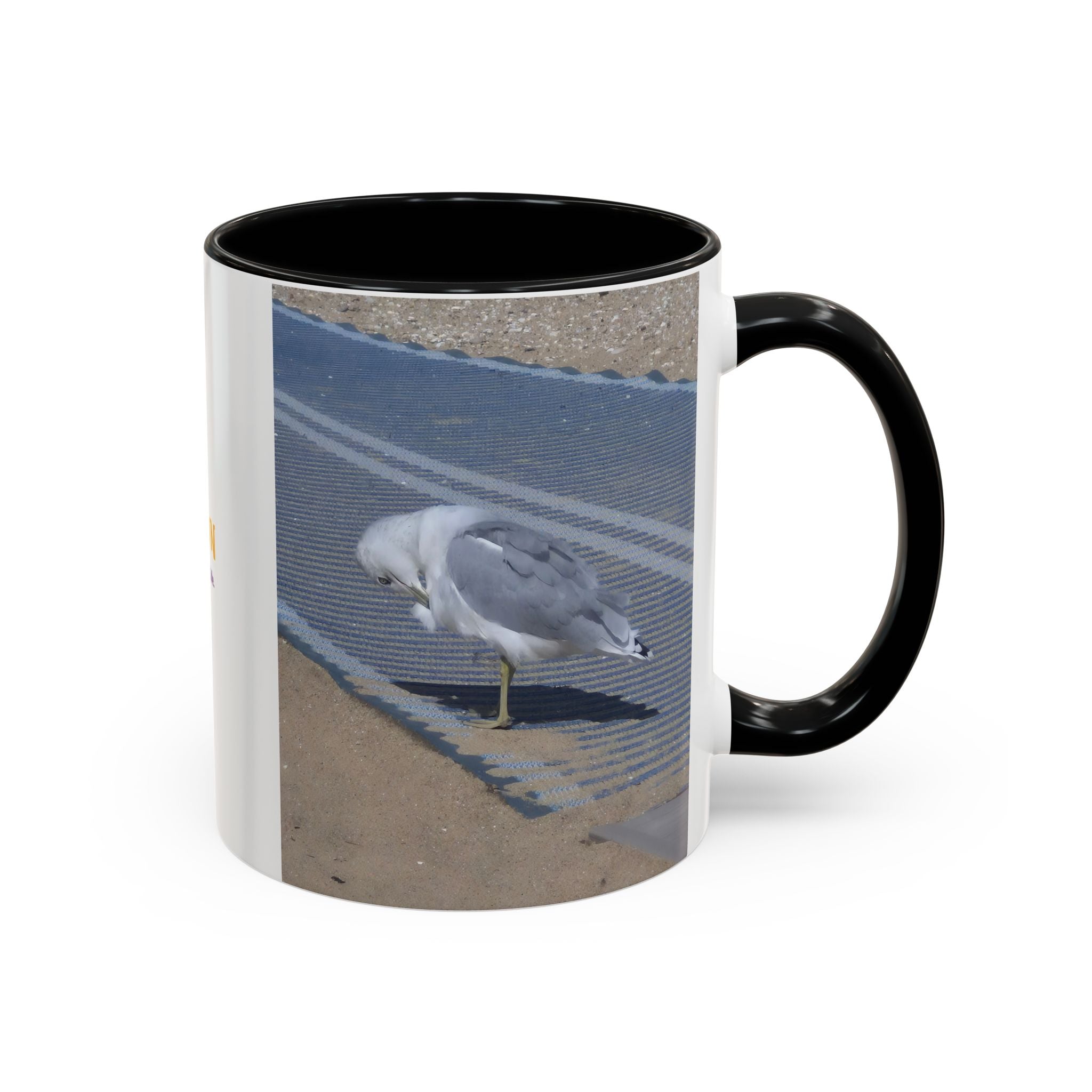 Accent Coffee Mug — 'UpSundown' Scenic Seagull Beach Coffee Mug (11/15oz)