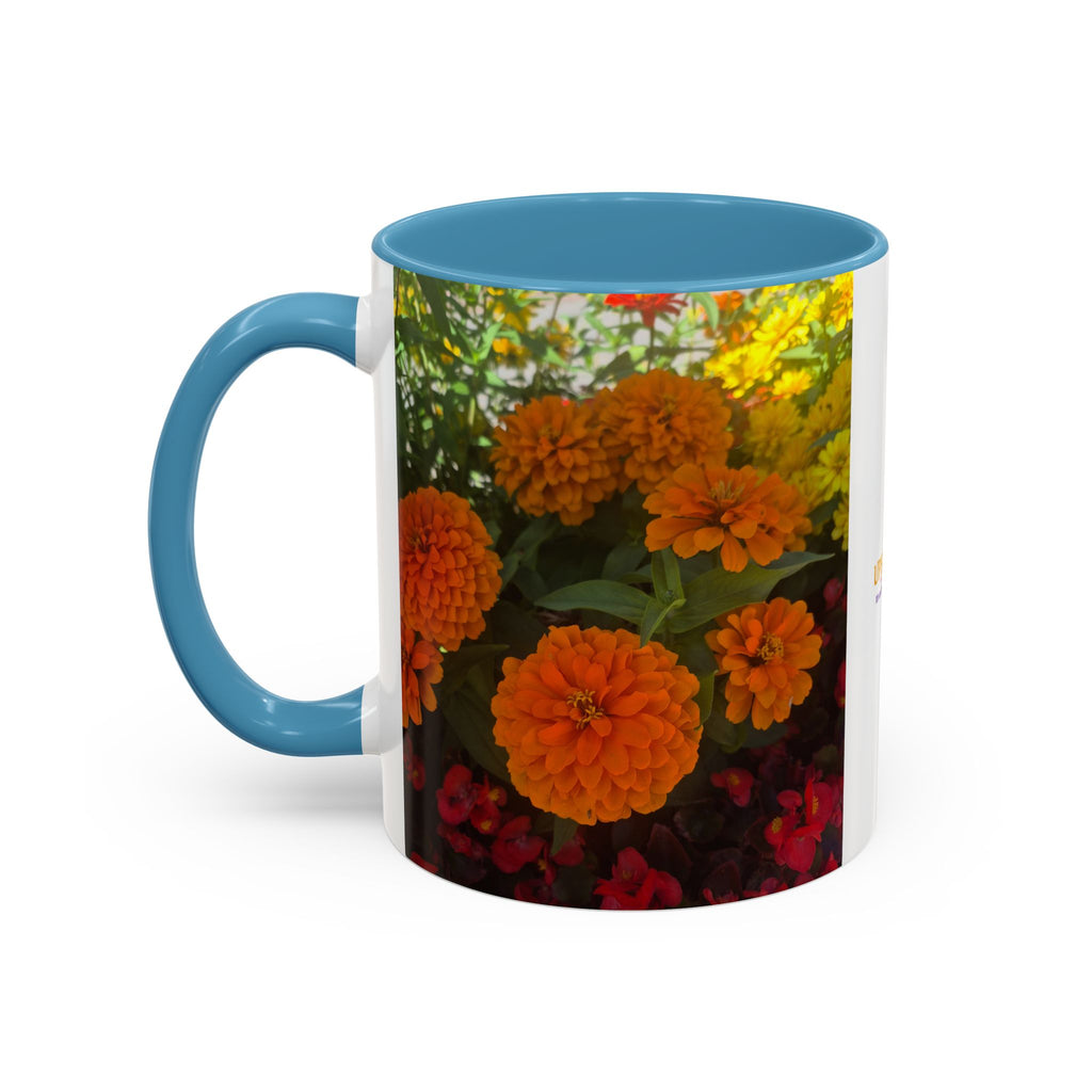 Accent Coffee Mug - Red Rose Floral Photo with Upsundown Logo (11/15oz)