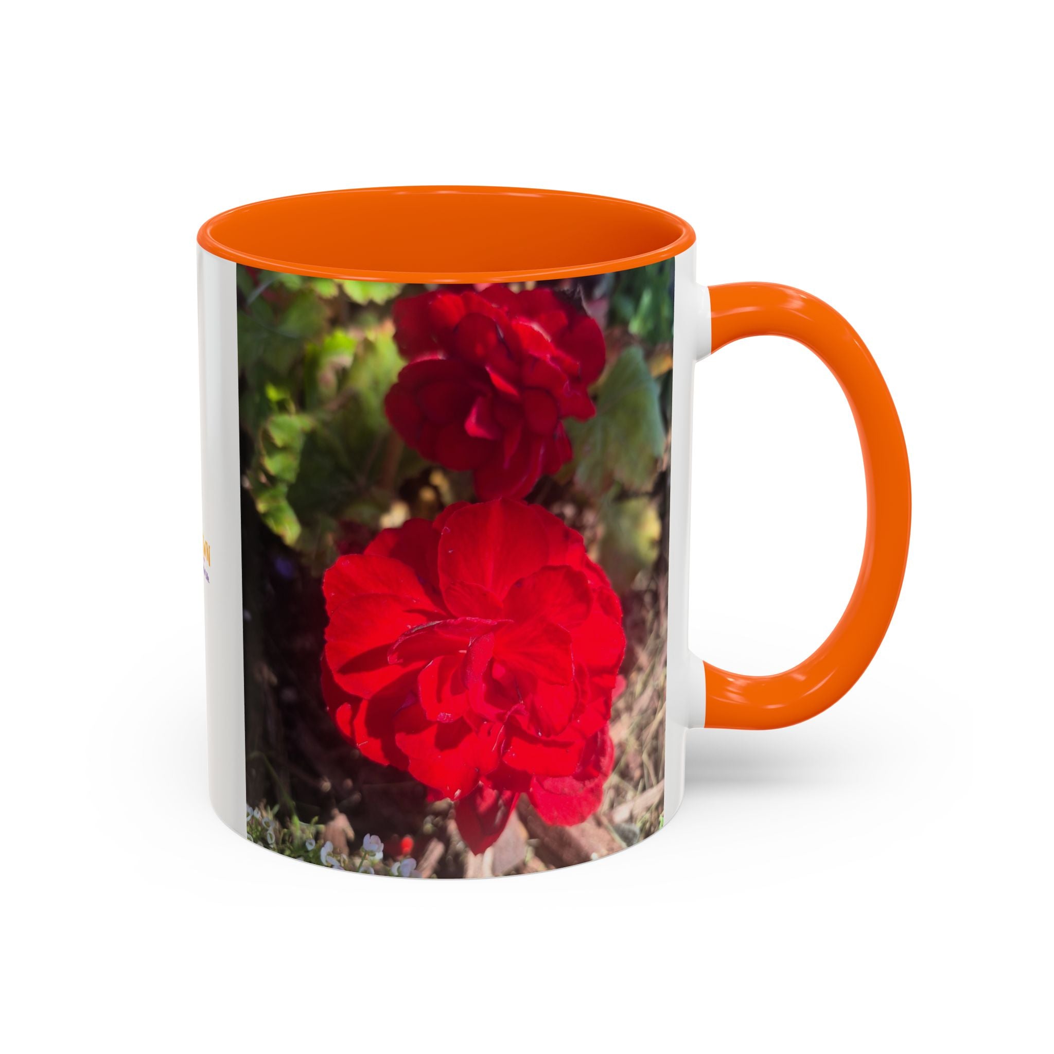 Accent Coffee Mug - Red Rose Floral Photo with Upsundown Logo (11/15oz)