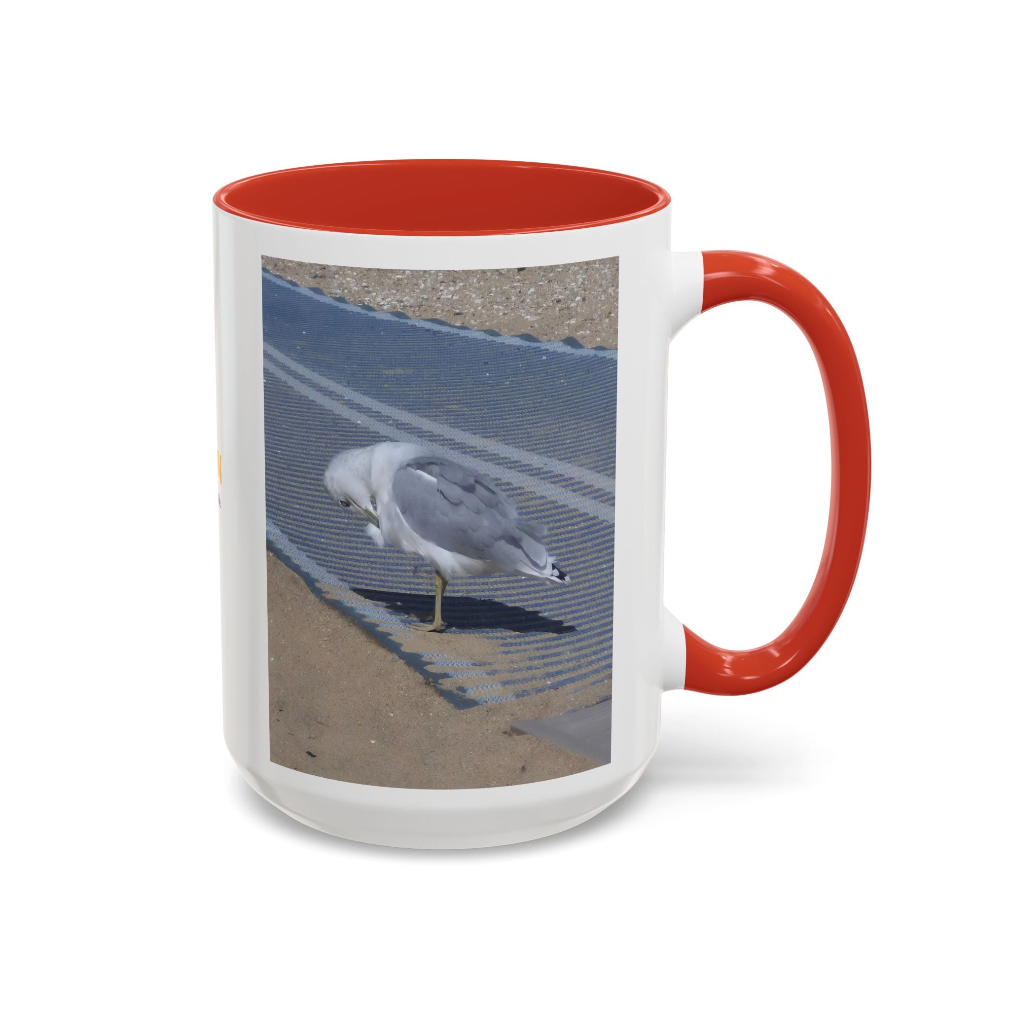 Accent Coffee Mug — 'UpSundown' Scenic Seagull Beach Coffee Mug (11/15oz)