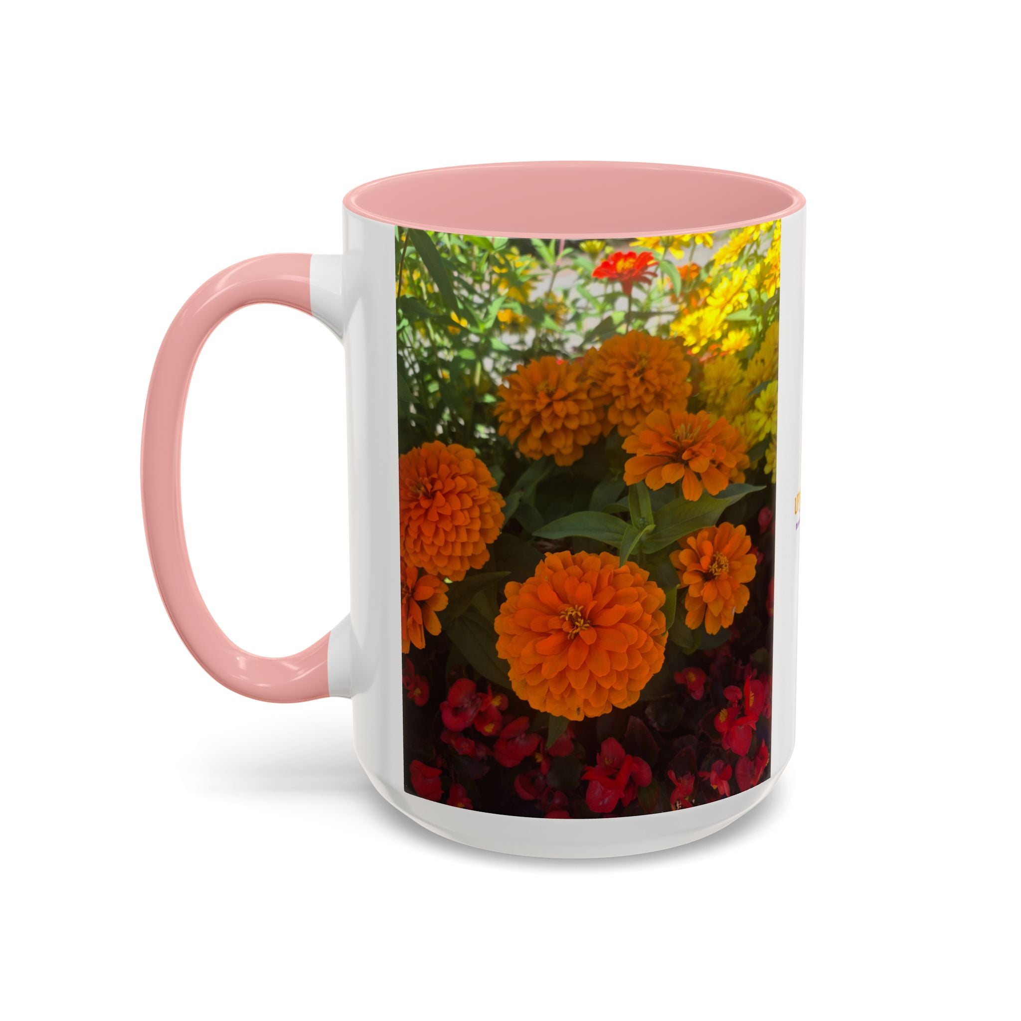 Accent Coffee Mug - Red Rose Floral Photo with Upsundown Logo (11/15oz)