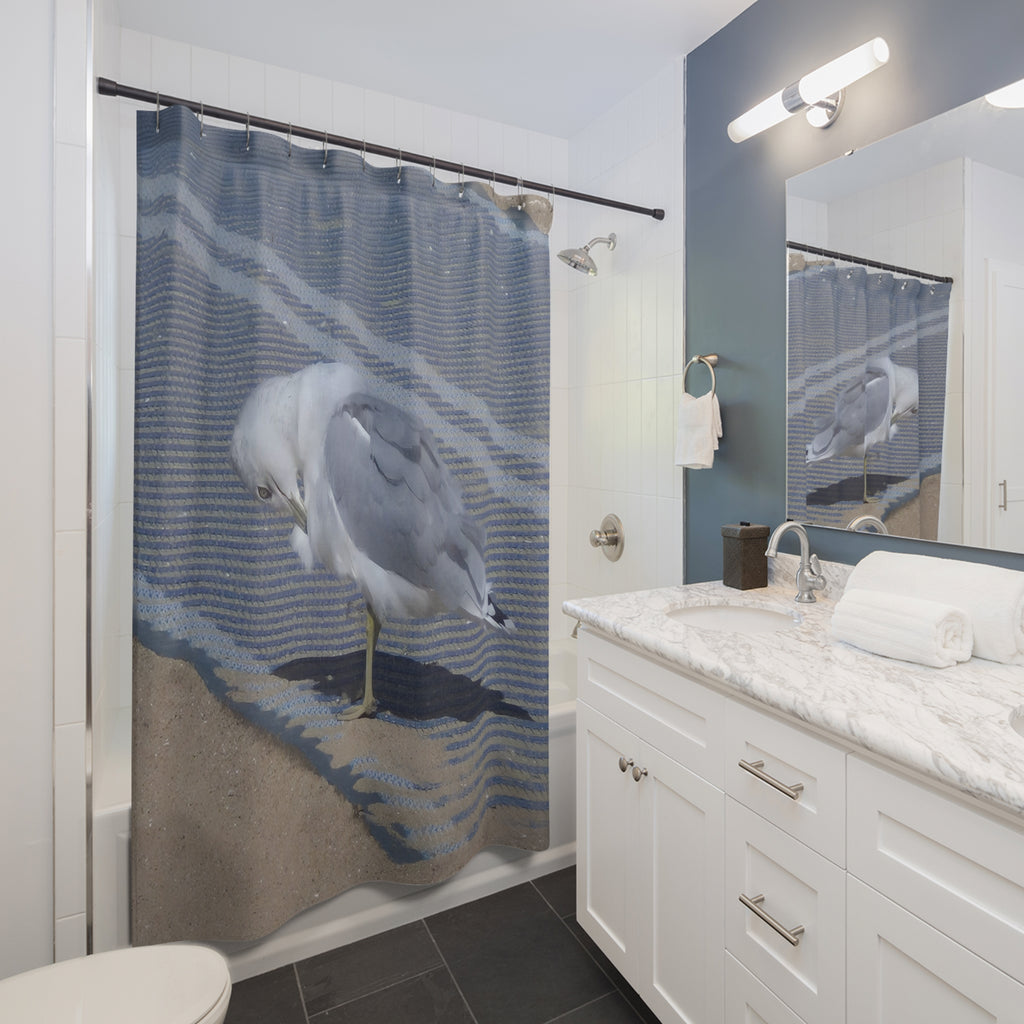 Seagull Beach Shower Curtain — Coastal Nautical Bathroom Decor
