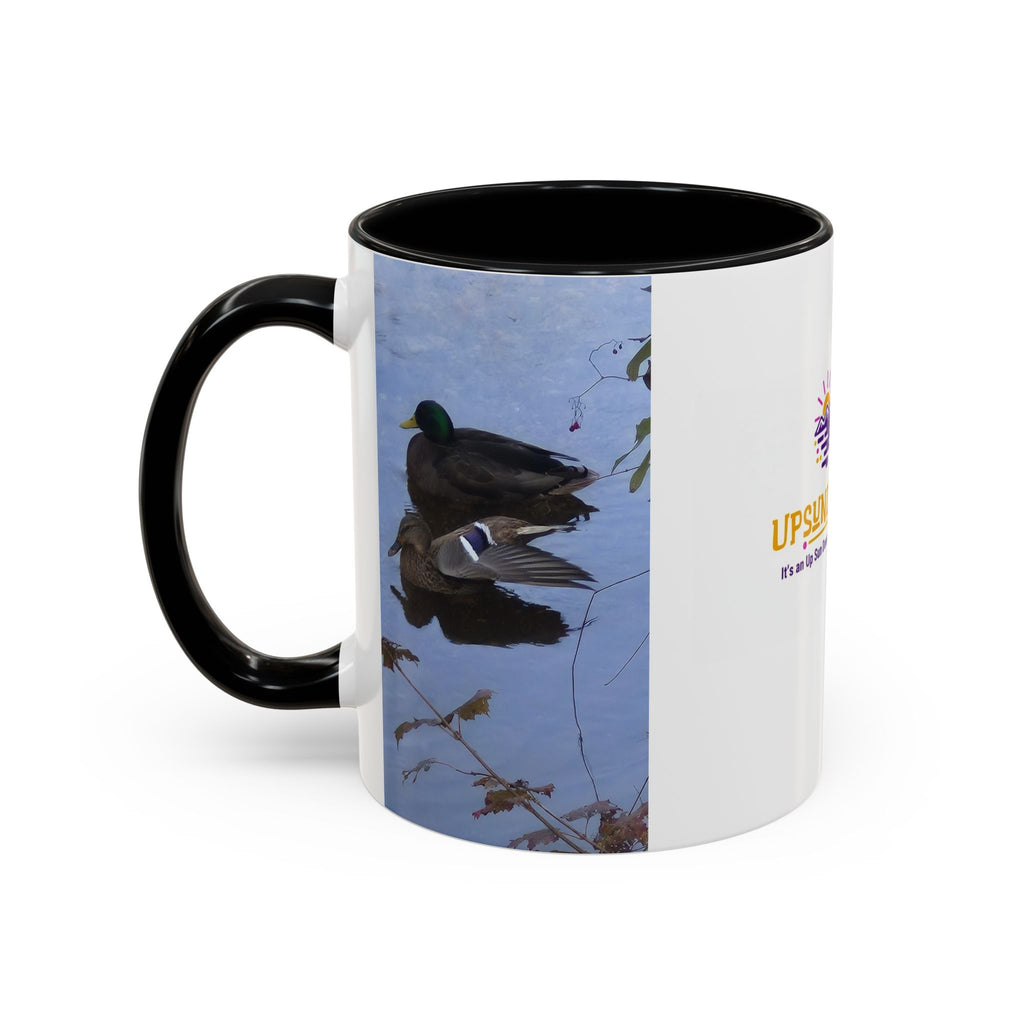 Accent Coffee Mug — 'UpSundown' Scenic Seagull Beach Coffee Mug (11/15oz)