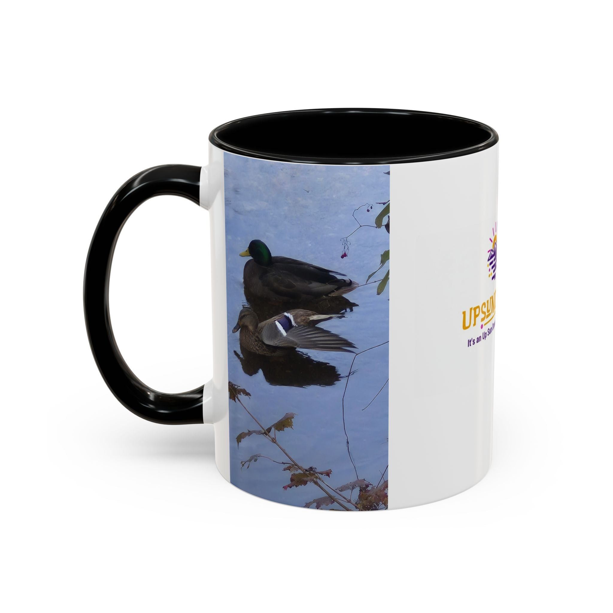 Accent Coffee Mug — 'UpSundown' Scenic Seagull Beach Coffee Mug (11/15oz)