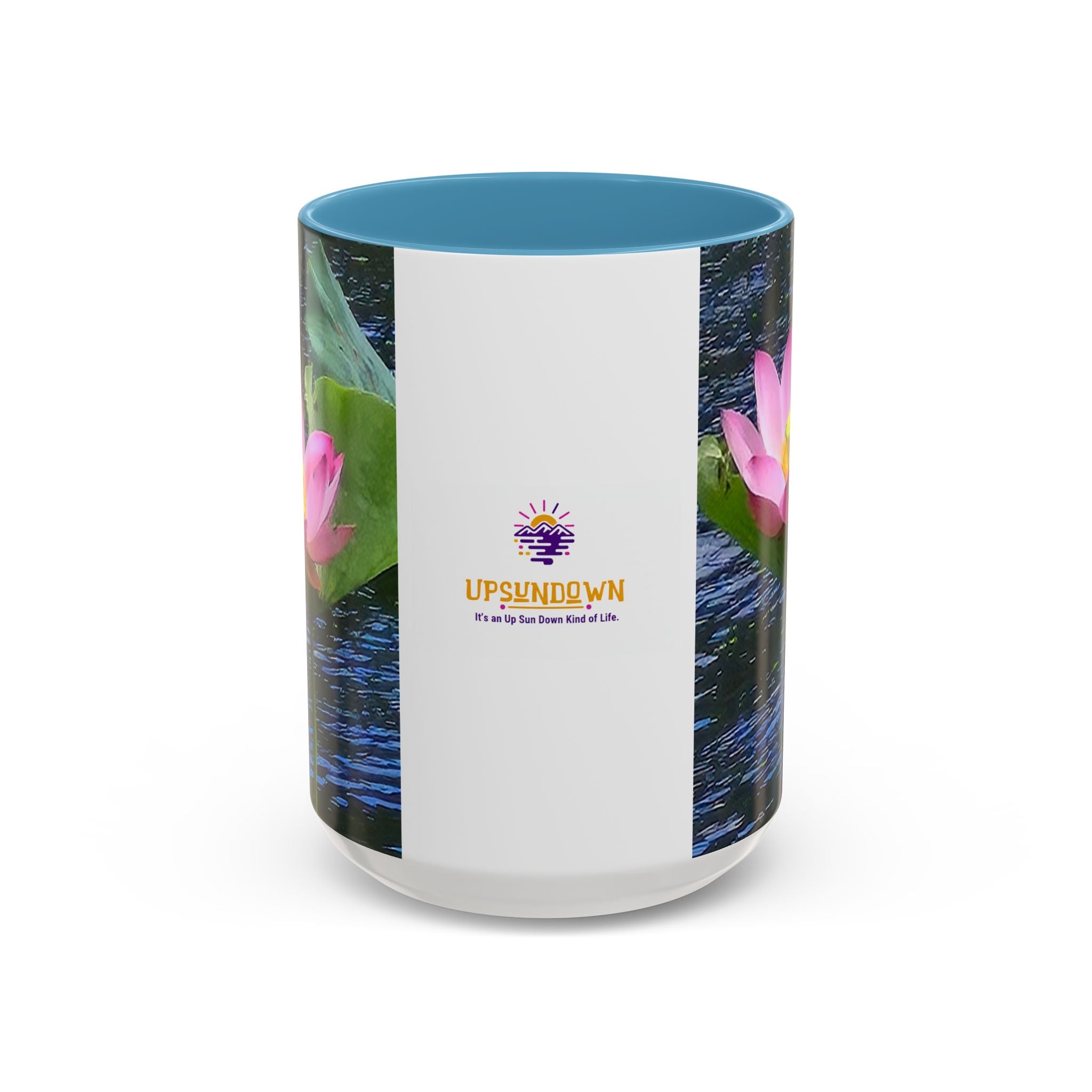 Lotus Water Garden Accent Coffee Mug — Upsundown Logo