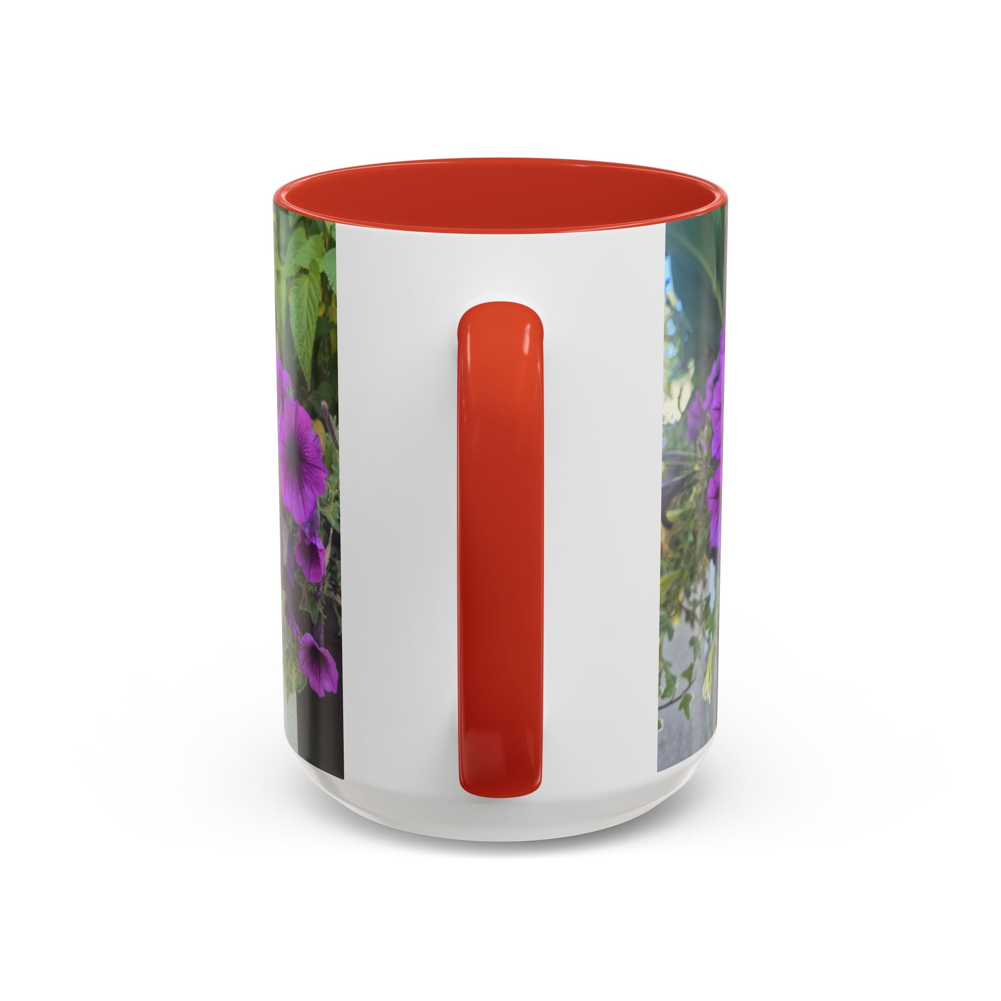 Floral Accent Coffee Mug — "Upsundown" Logo 11/15oz