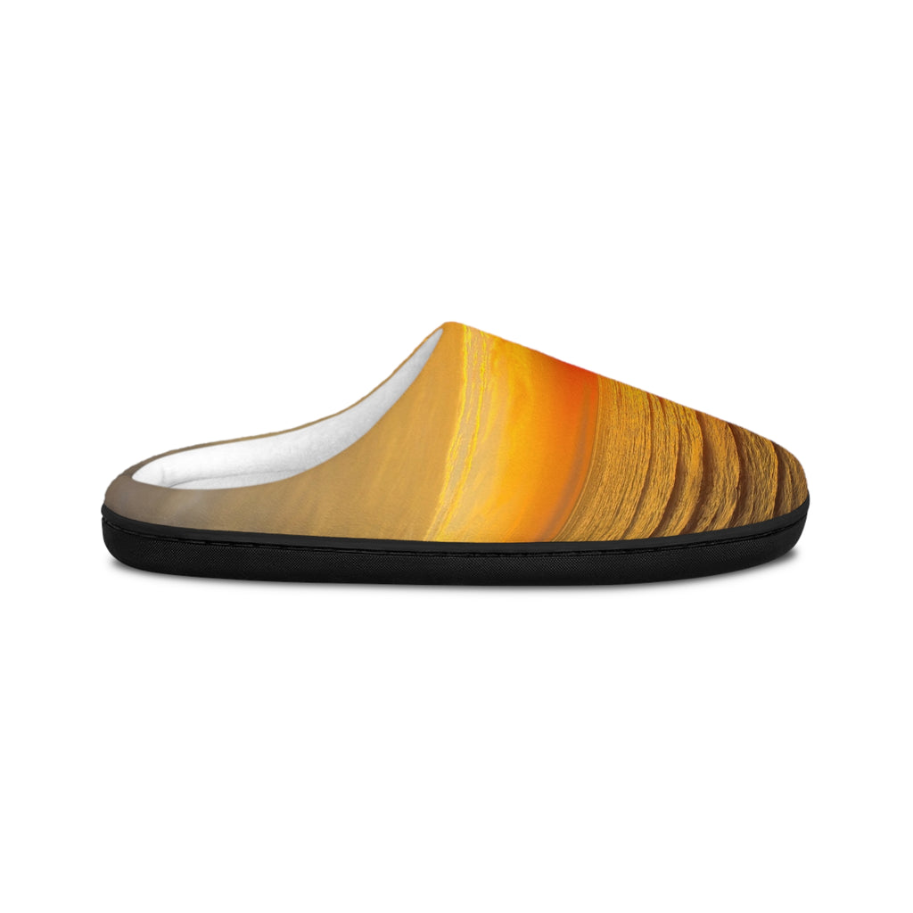 Sunset Horizon Women's Indoor Slippers — Cozy Golden Beach Vibe