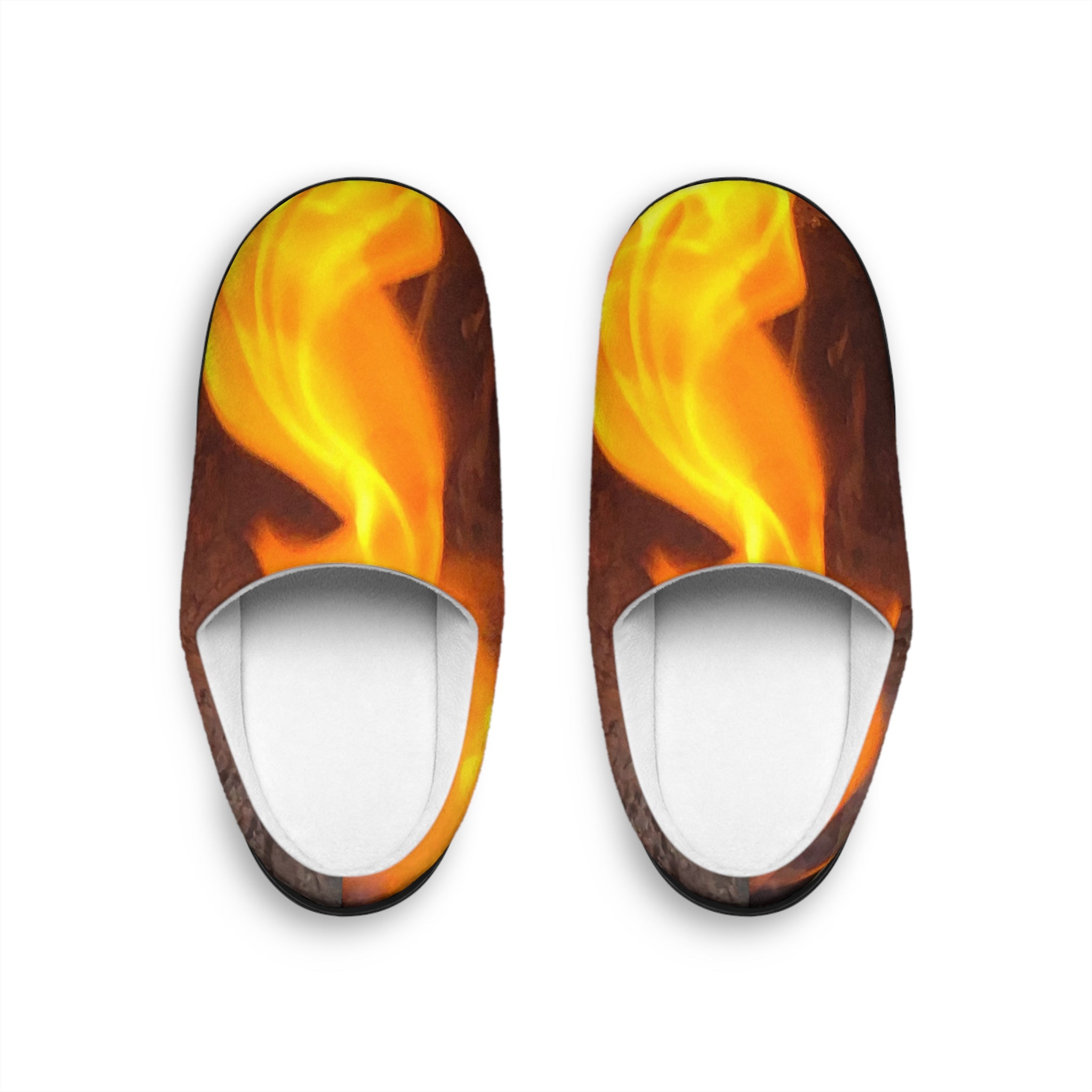 Flame Print Men's Indoor Slippers — Cozy Fire Pattern House Shoes