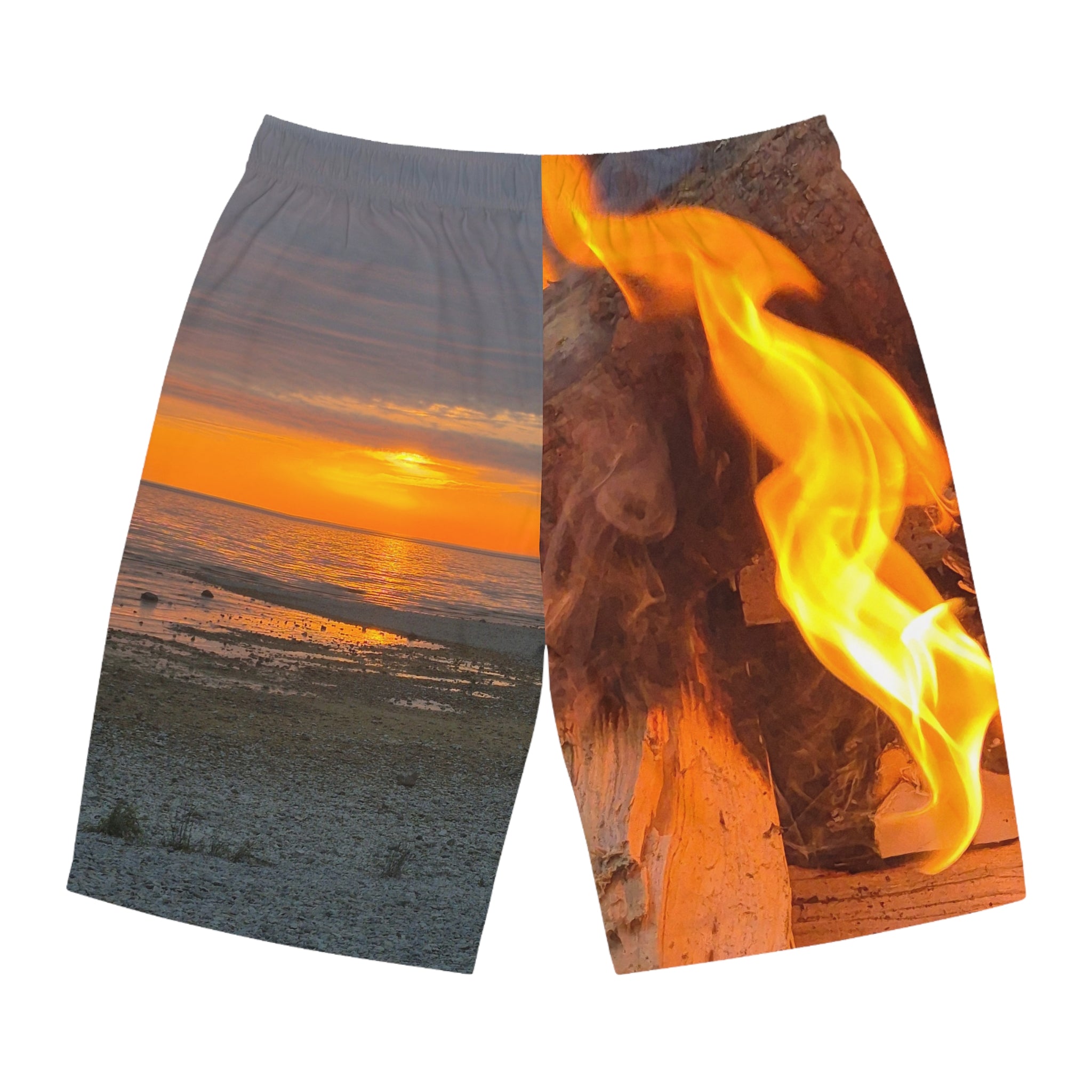 Sunset & Flame Beach Board Shorts for Men