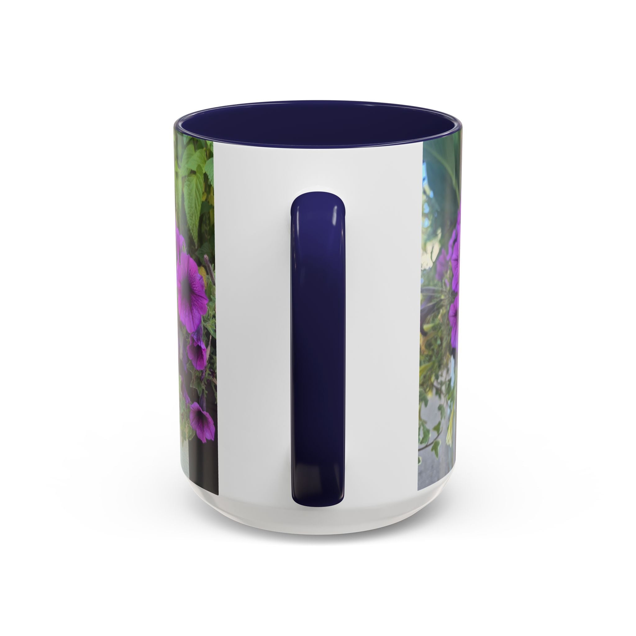 Floral Accent Coffee Mug — "Upsundown" Logo 11/15oz