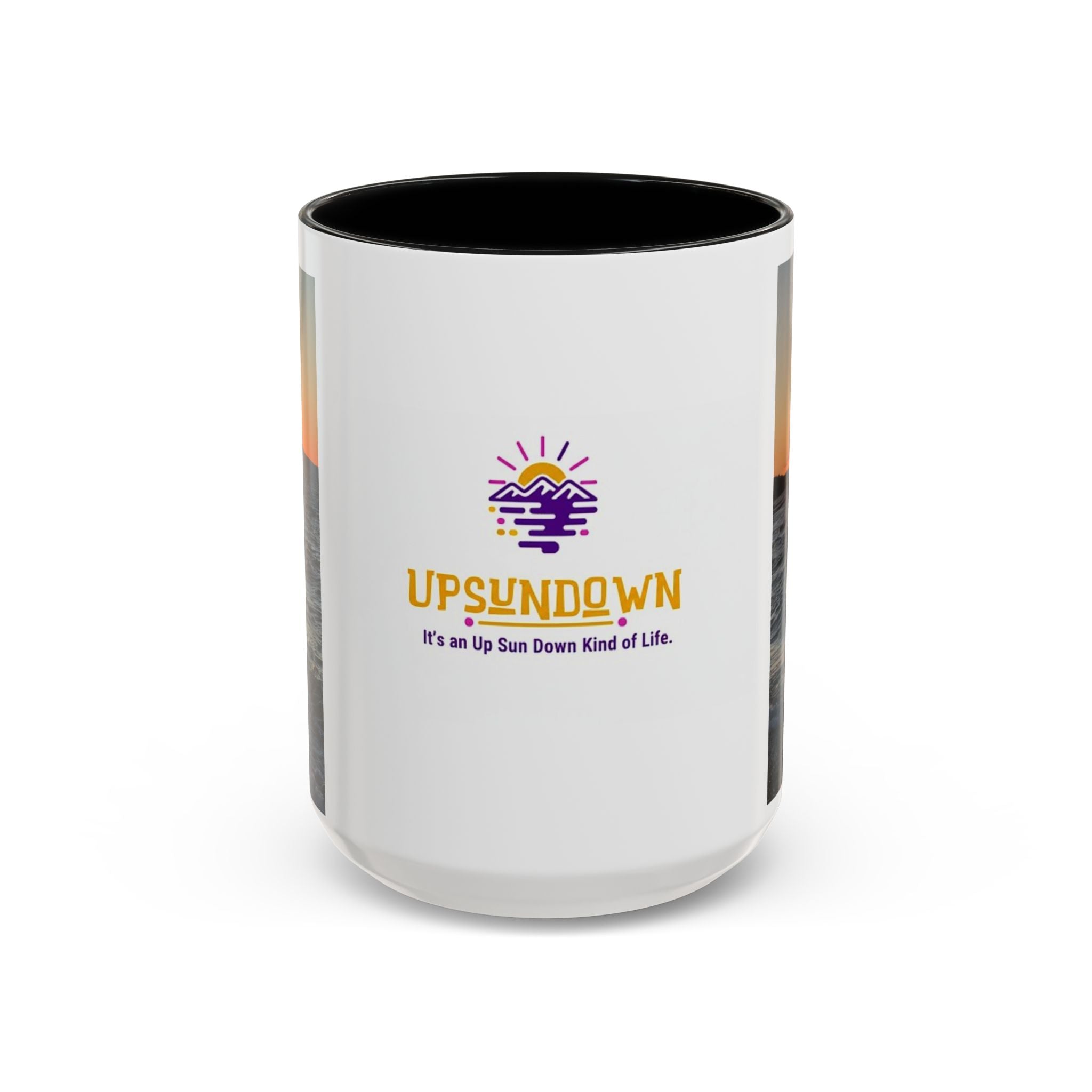 Sunset Vibes Coffee Mug – 11oz & 15oz with Inspirational 'Upsundown' Design